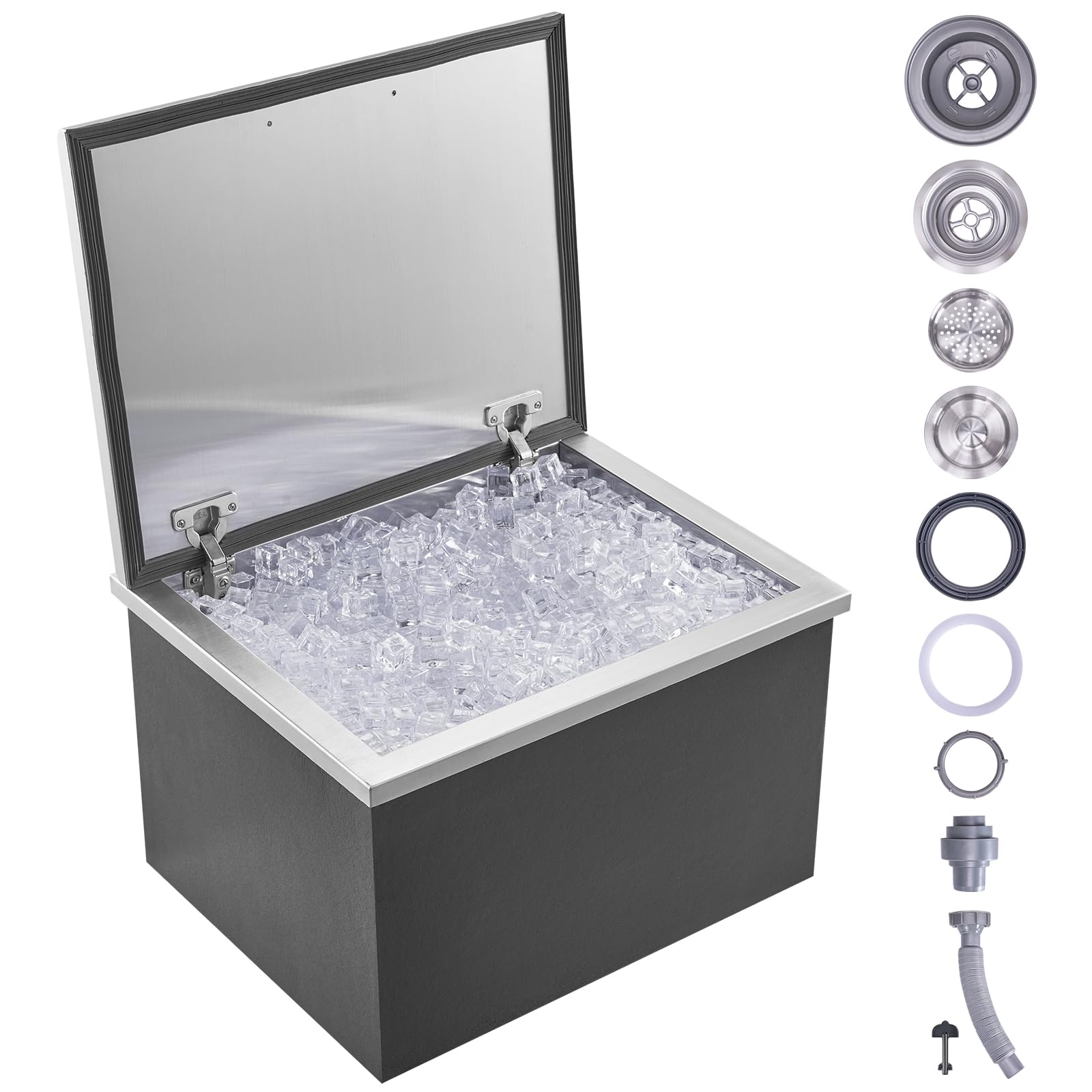 Hielera Vevor Drop-in De Acero Inoxidable De 44,24 L Con Tapa, 40 Cuartos De Galón - Venta Internacional.