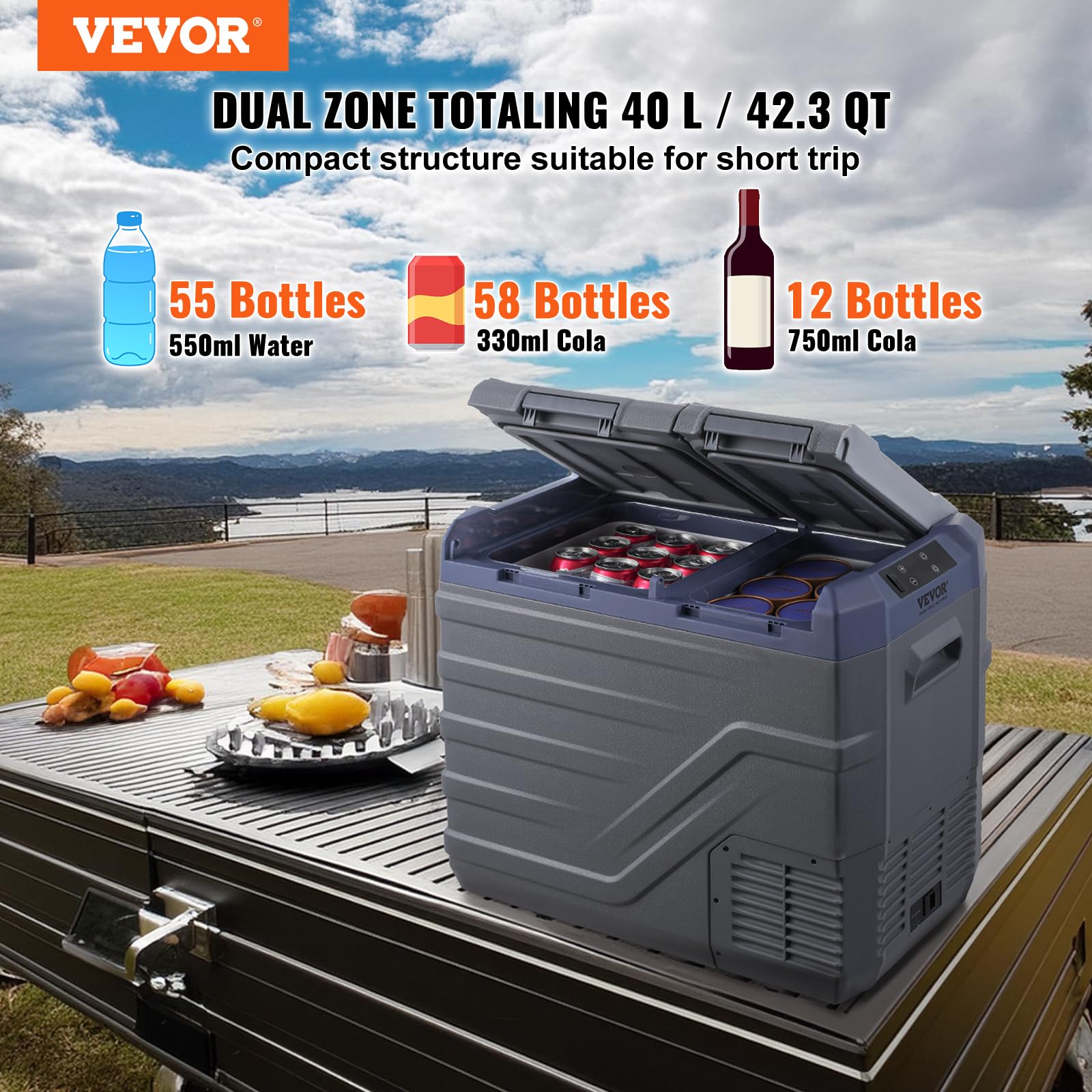 Foto 3 pulgar | Refrigerador De Coche Vevor 40l, Doble Zona, Portátil, 12 V - Venta Internacional.