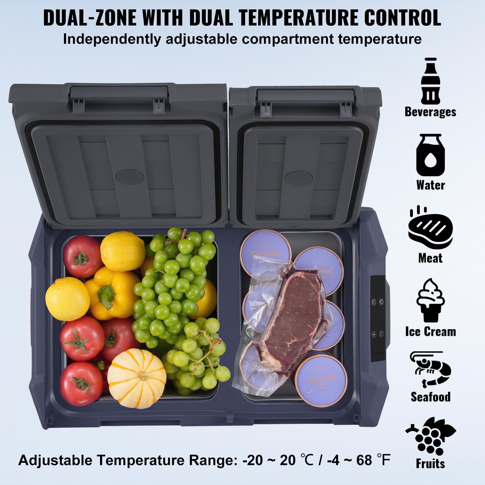 Foto 4 pulgar | Refrigerador De Coche Vevor 40l, Doble Zona, Portátil, 12 V - Venta Internacional.
