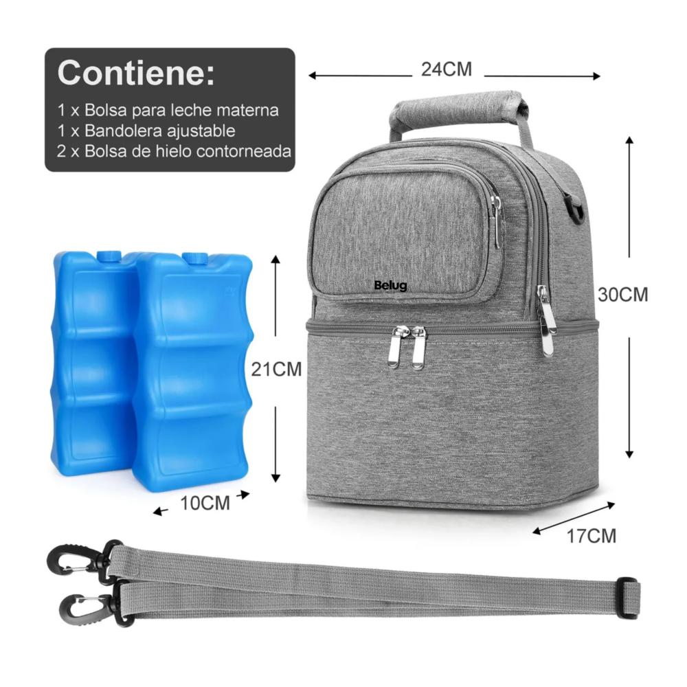 Foto 6 pulgar | Mochila Porta Biberones Hielera Leche Materna Bolsa Térmica Belug,  Gris
