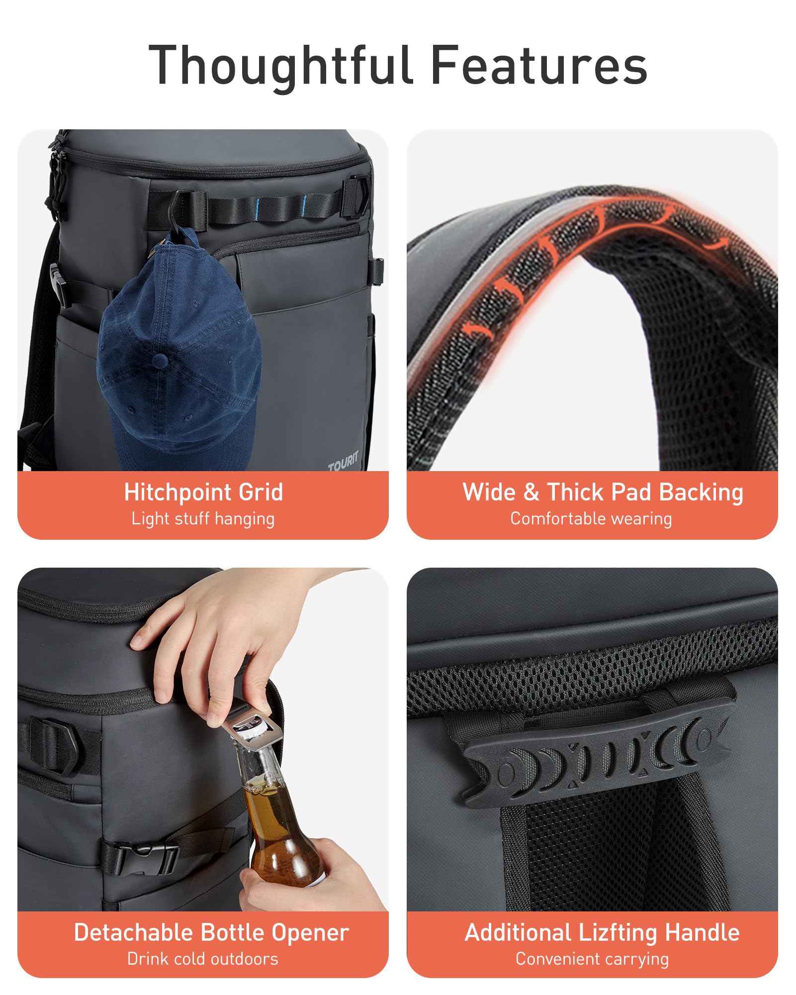 Foto 7 pulgar | Mochila Cooler Tourit 28 L, 38 Latas, A Prueba De Fugas, Impermeable, Gris - Venta Internacional.