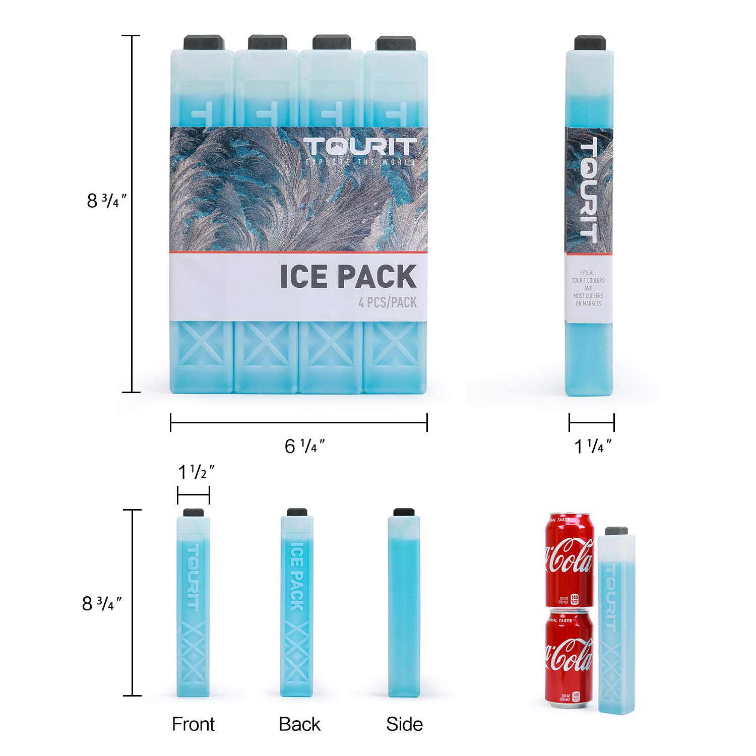 Foto 3 pulgar | Paquetes De Hielo Tourit Reutilizables Para Refrigeradores, Loncheras O Cajas, Azules - Venta Internacional.