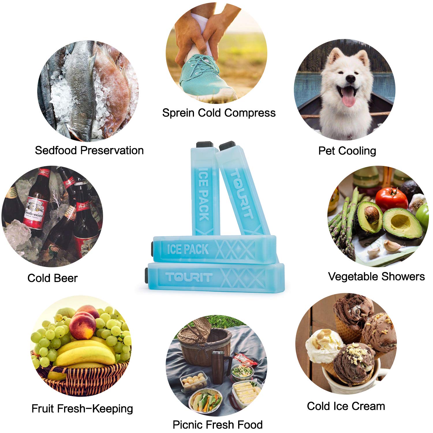 Foto 4 | Paquetes De Hielo Tourit Reutilizables Para Refrigeradores, Loncheras O Cajas, Azules - Venta Internacional.