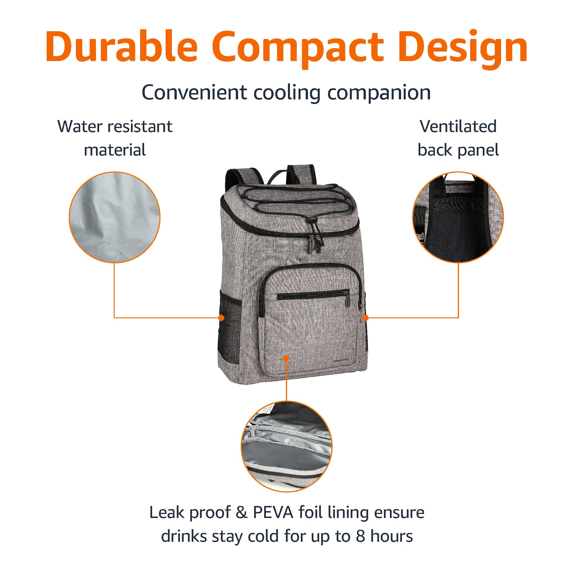Foto 3 pulgar | Enfriador De Mochilas Amazon Basics Impermeable Con Capacidad Para 30 Latas - Venta Internacional.