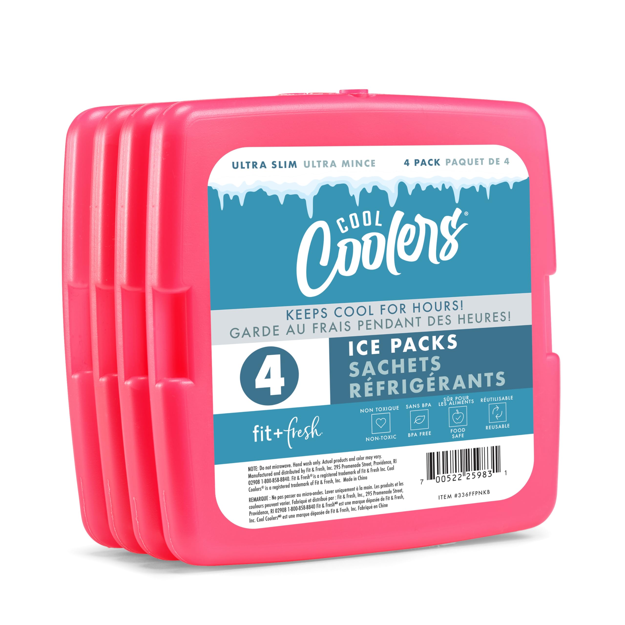Ice Packs Fit & Fresh Cool Cool Cool Cool, Paquete De 4 Unidades, Color Rosa - Venta Internacional.