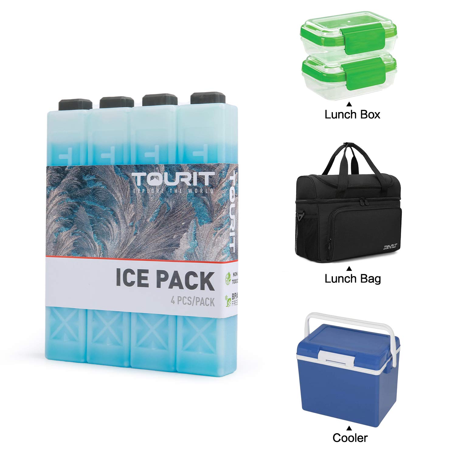 Foto 4 pulgar | Paquetes De Hielo Tourit Reutilizables Para Refrigeradores, Loncheras O Cajas, Azules - Venta Internacional.