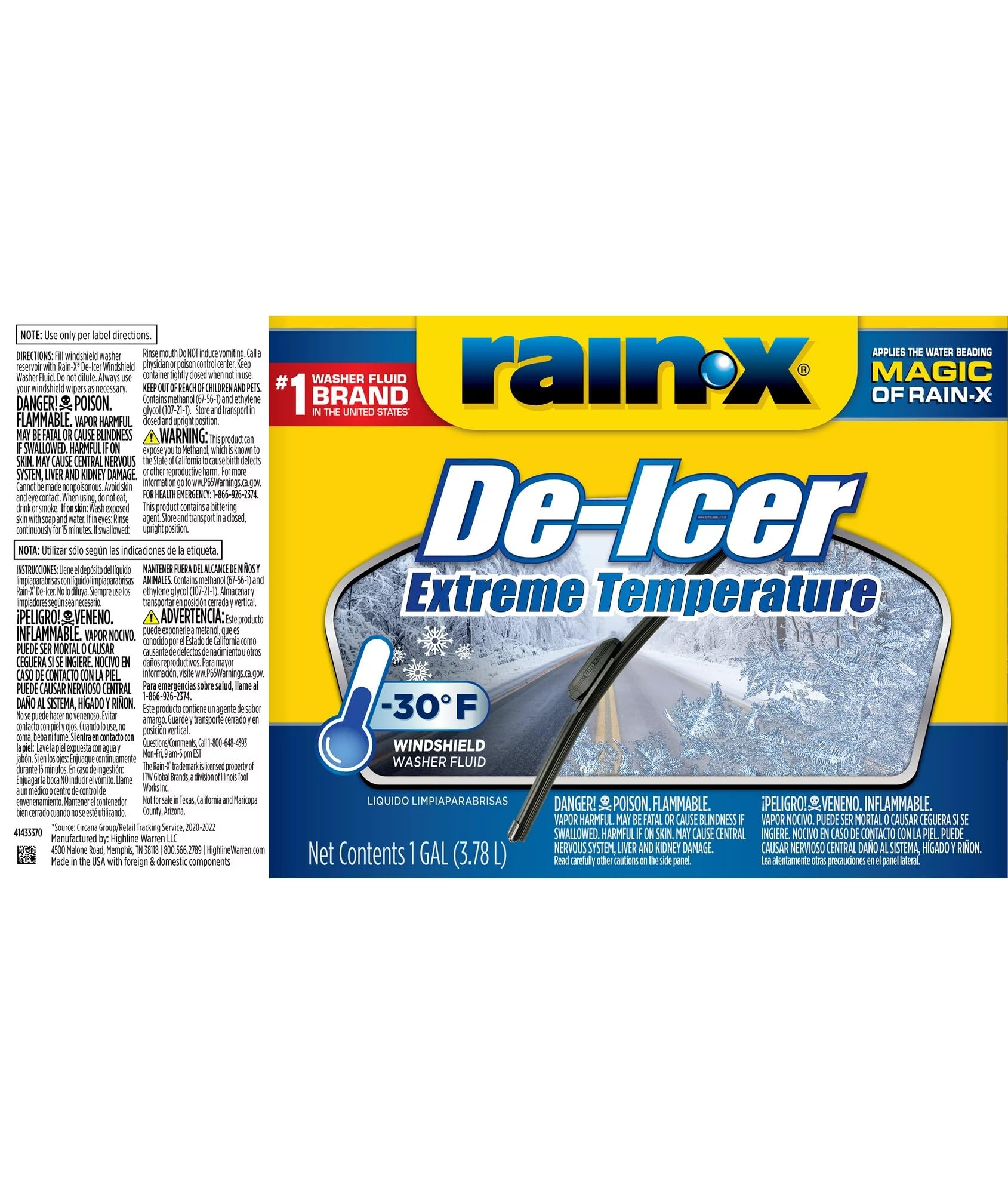 Foto 3 pulgar | Líquido Limpiaparabrisas Rain-x: Temperatura Extrema De -30 °c - Venta Internacional.
