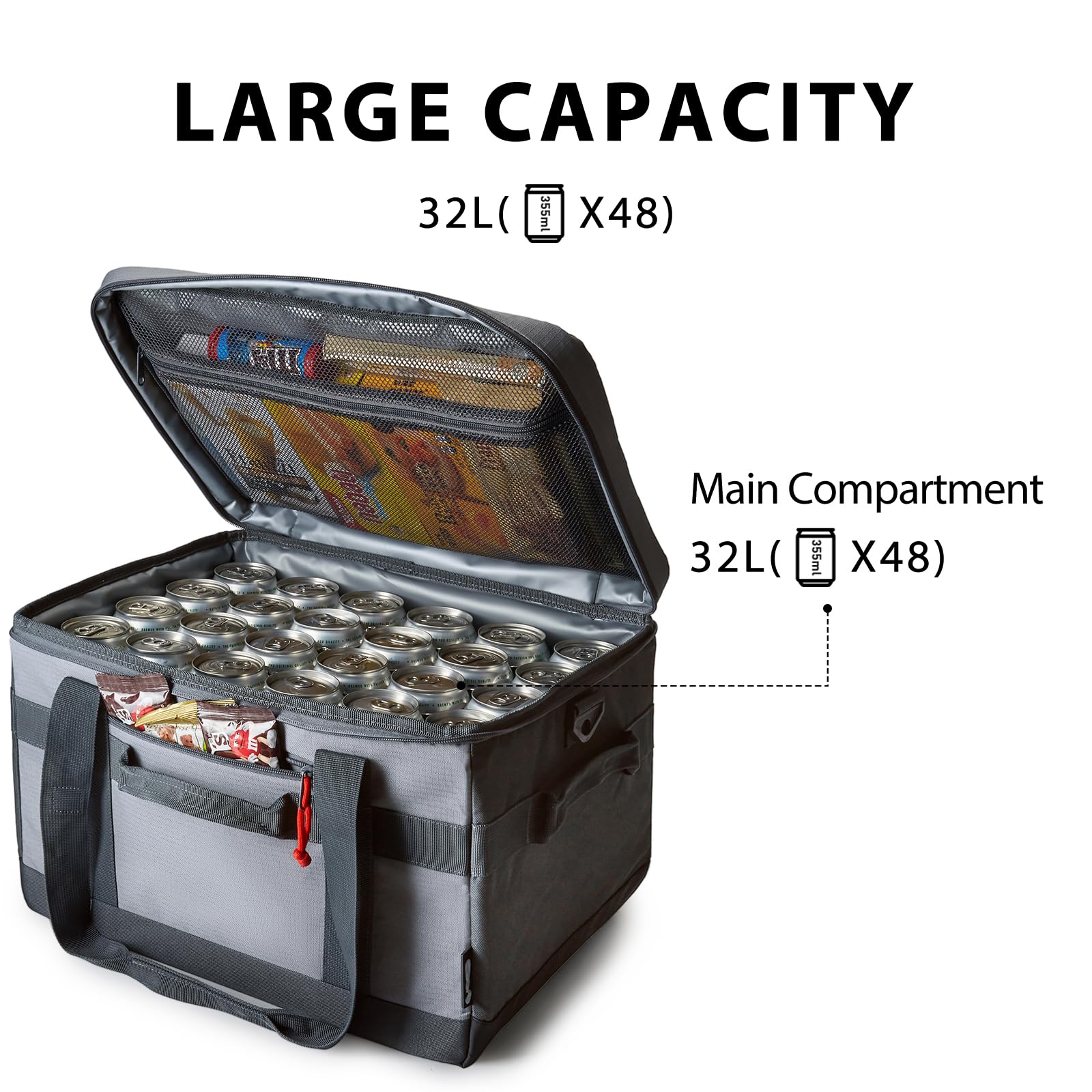 Foto 2 | Bolsa Térmica Tourit De 32 Litros Con Aislamiento, 48 Latas, Para Pícnic En La Playa, Gris - Venta Internacional.