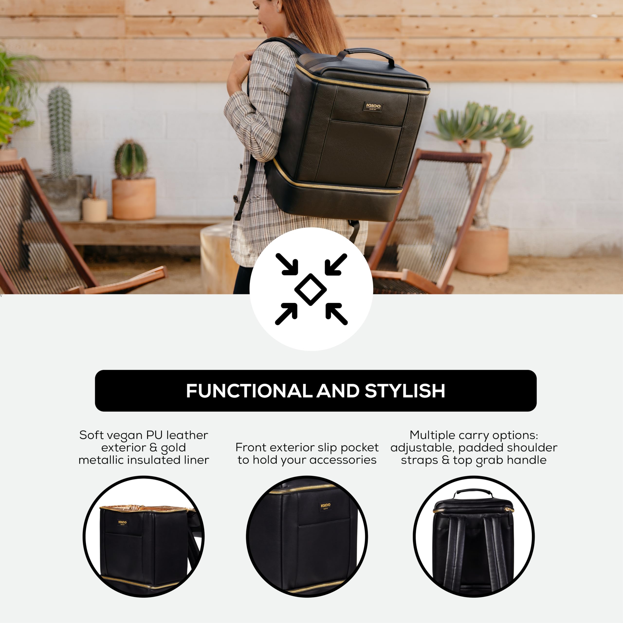 Foto 4 pulgar | Mochila Igloo Luxe Premium De Doble Compartimento, Color Negro, Con Doble Compartimento - Venta Internacional.
