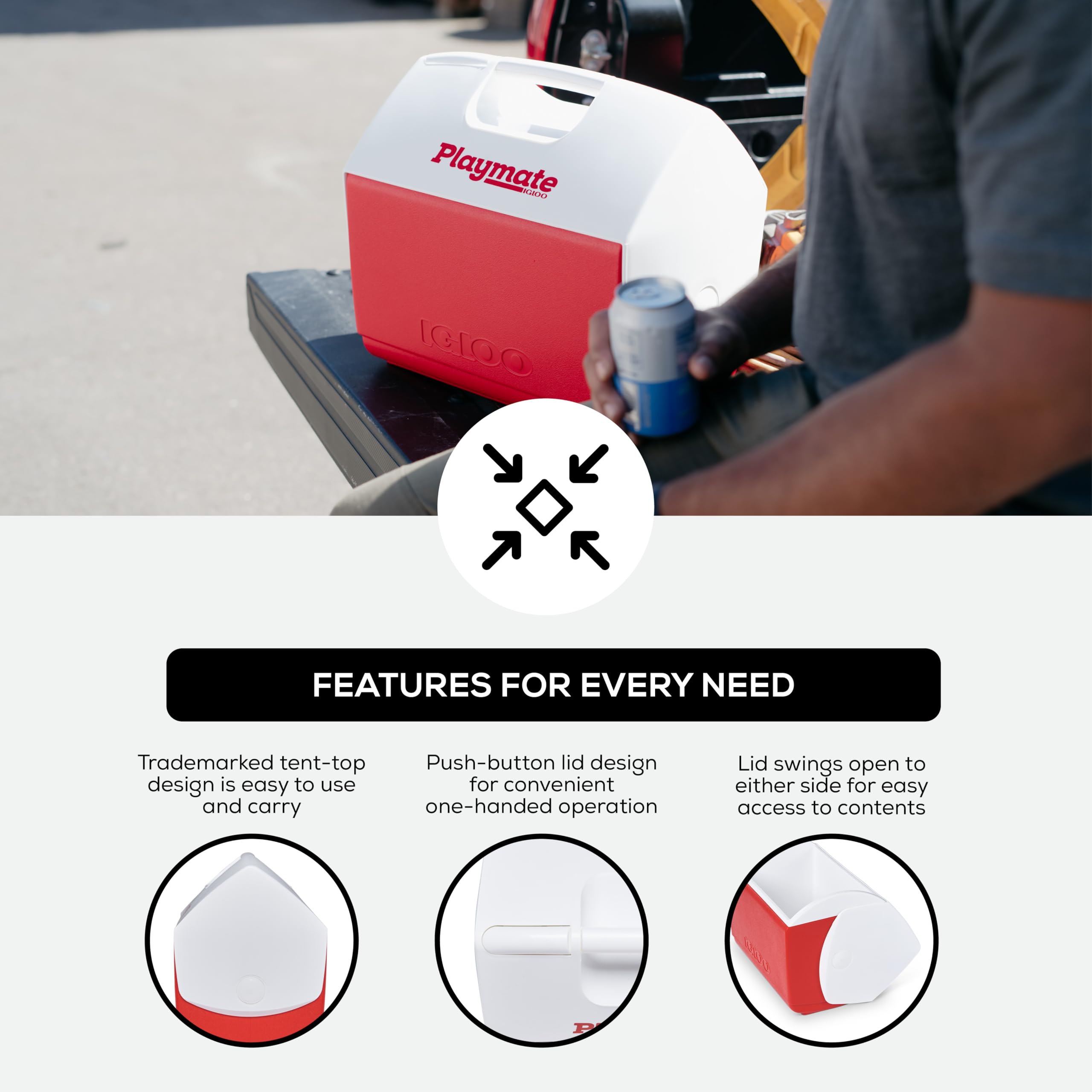 Foto 3 | Cooler Igloo Playmate Elite Rojo/blanco De 16 Litros Para Picnics Y Acampadas - Venta Internacional.