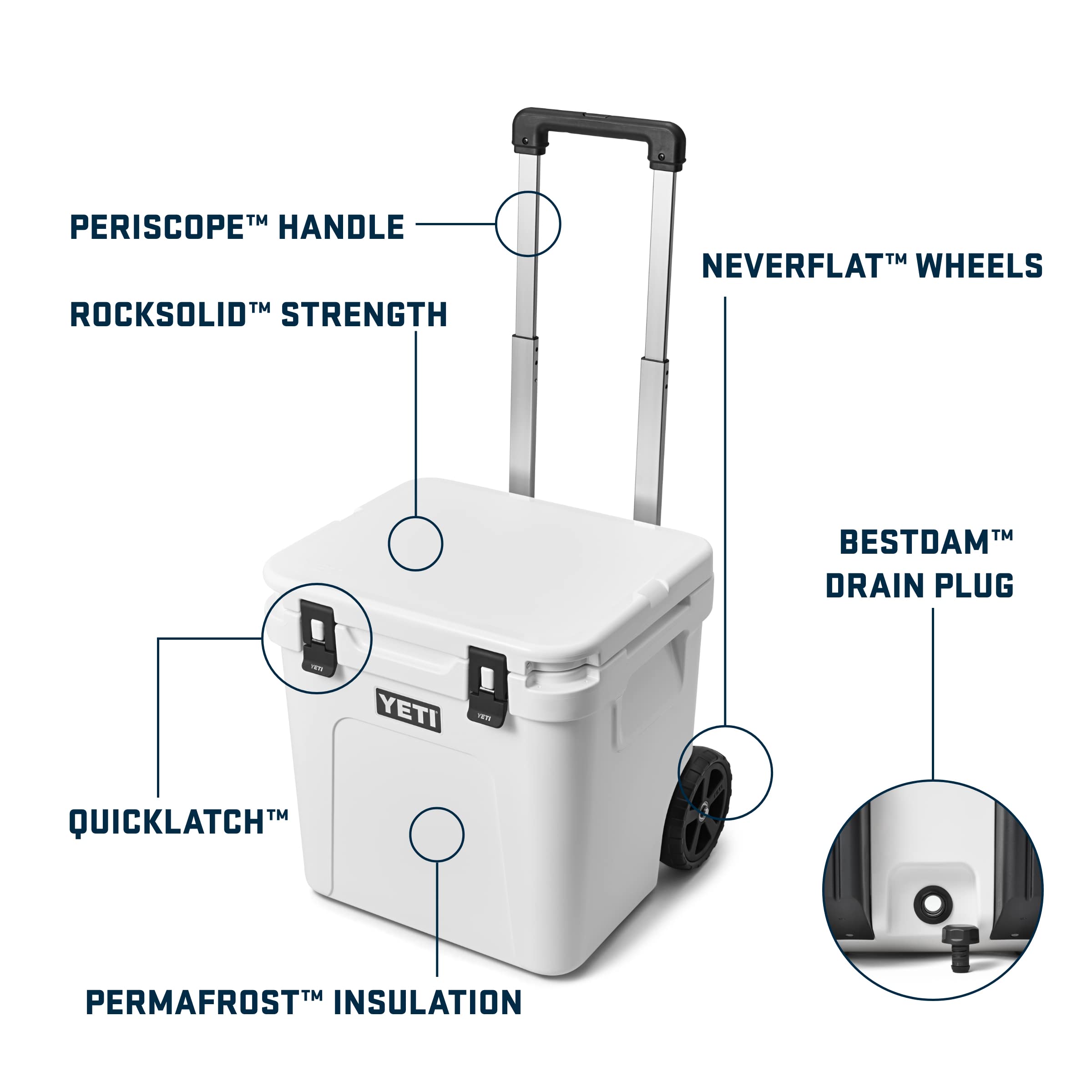 Foto 3 pulgar | Cooler Yeti Roadie De 48 Ruedas Con Mango Retráctil  Color Blanco - Venta Internacional.