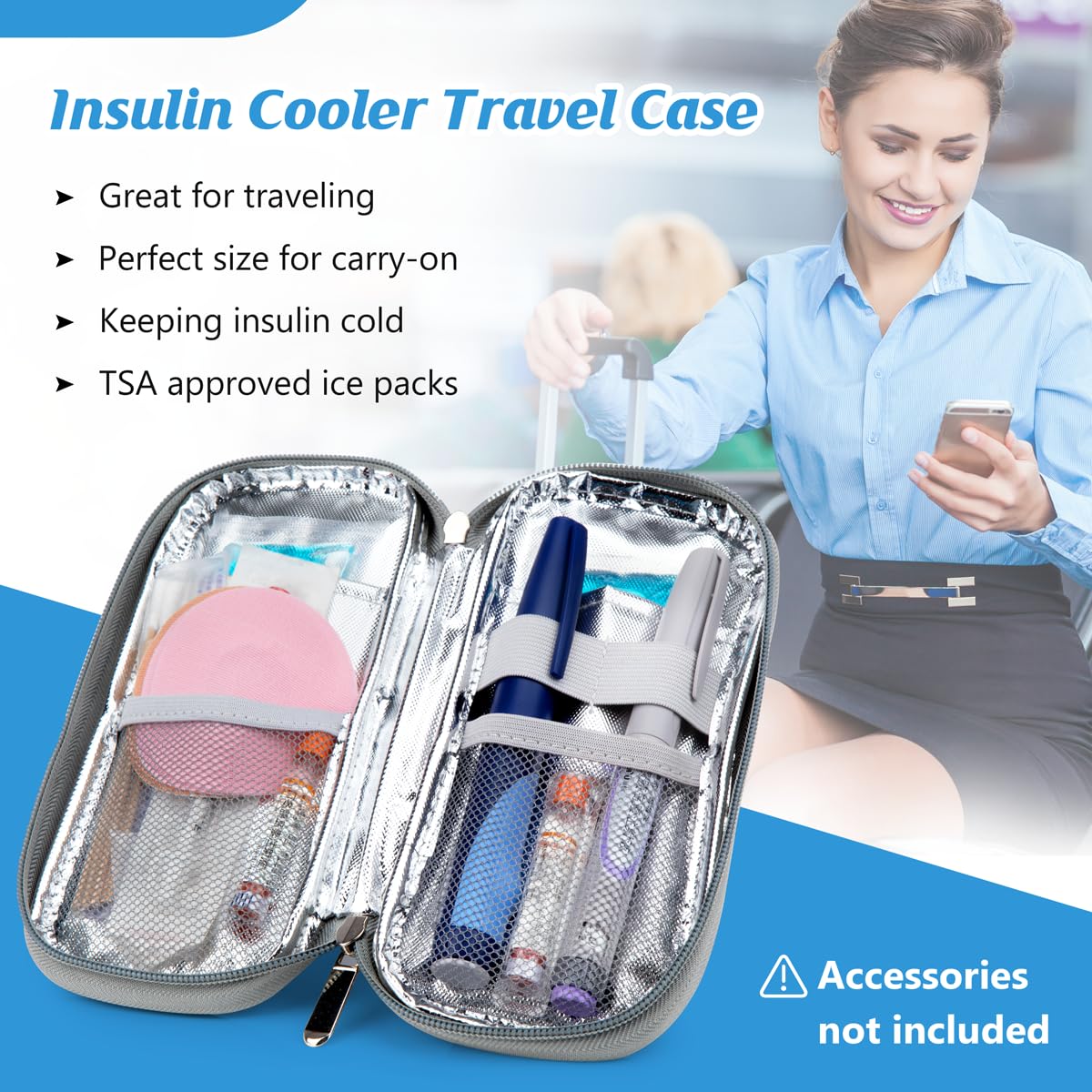 Foto 2 | Estuche De Viaje Para Enfriador De Insulina Youshares  Organizador De Medicamentos - Venta Internacional.