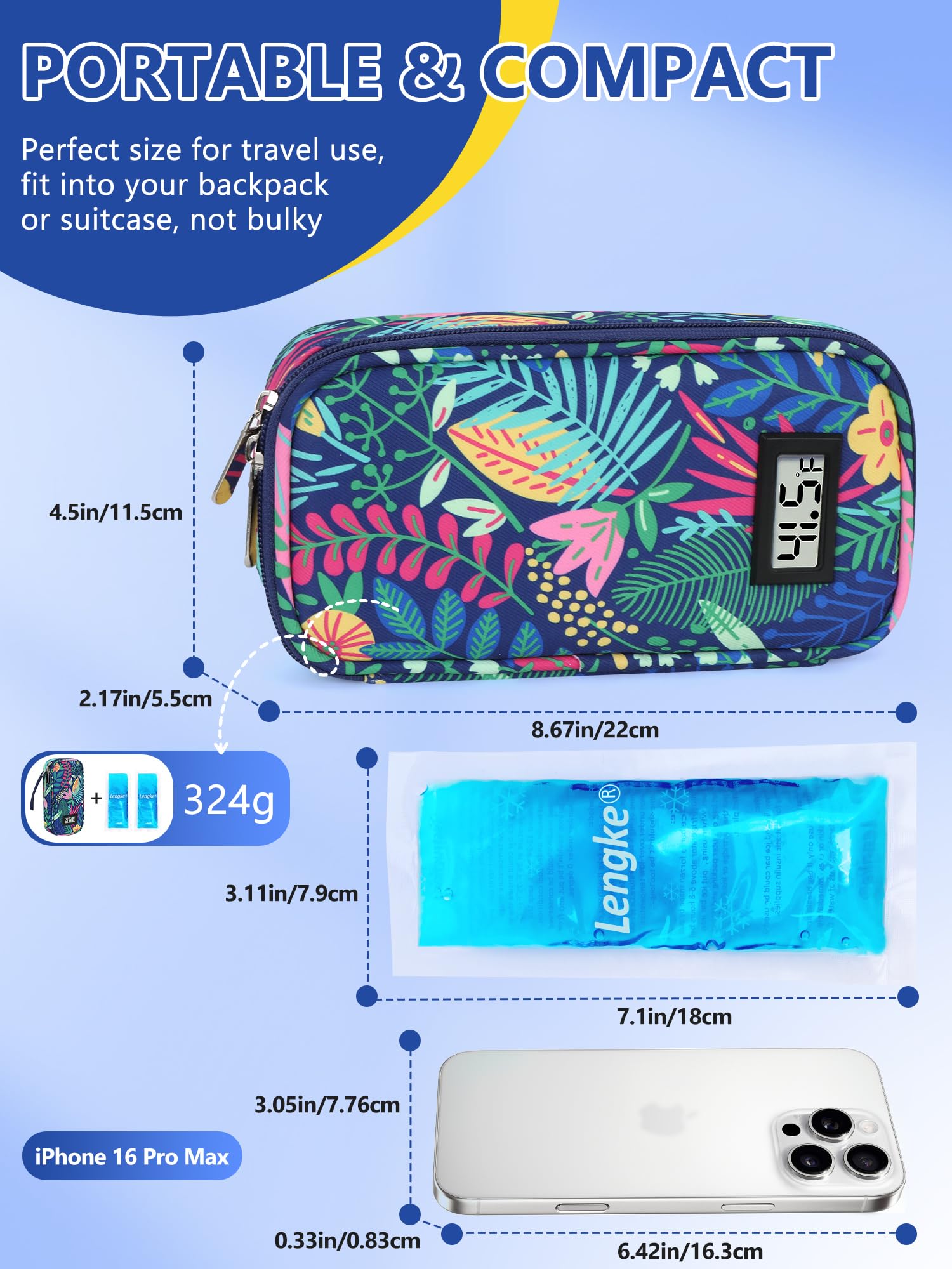 Foto 4 | Estuche De Viaje Para Enfriador De Insulina Youshares Con Pantalla De Temperatura - Venta Internacional.
