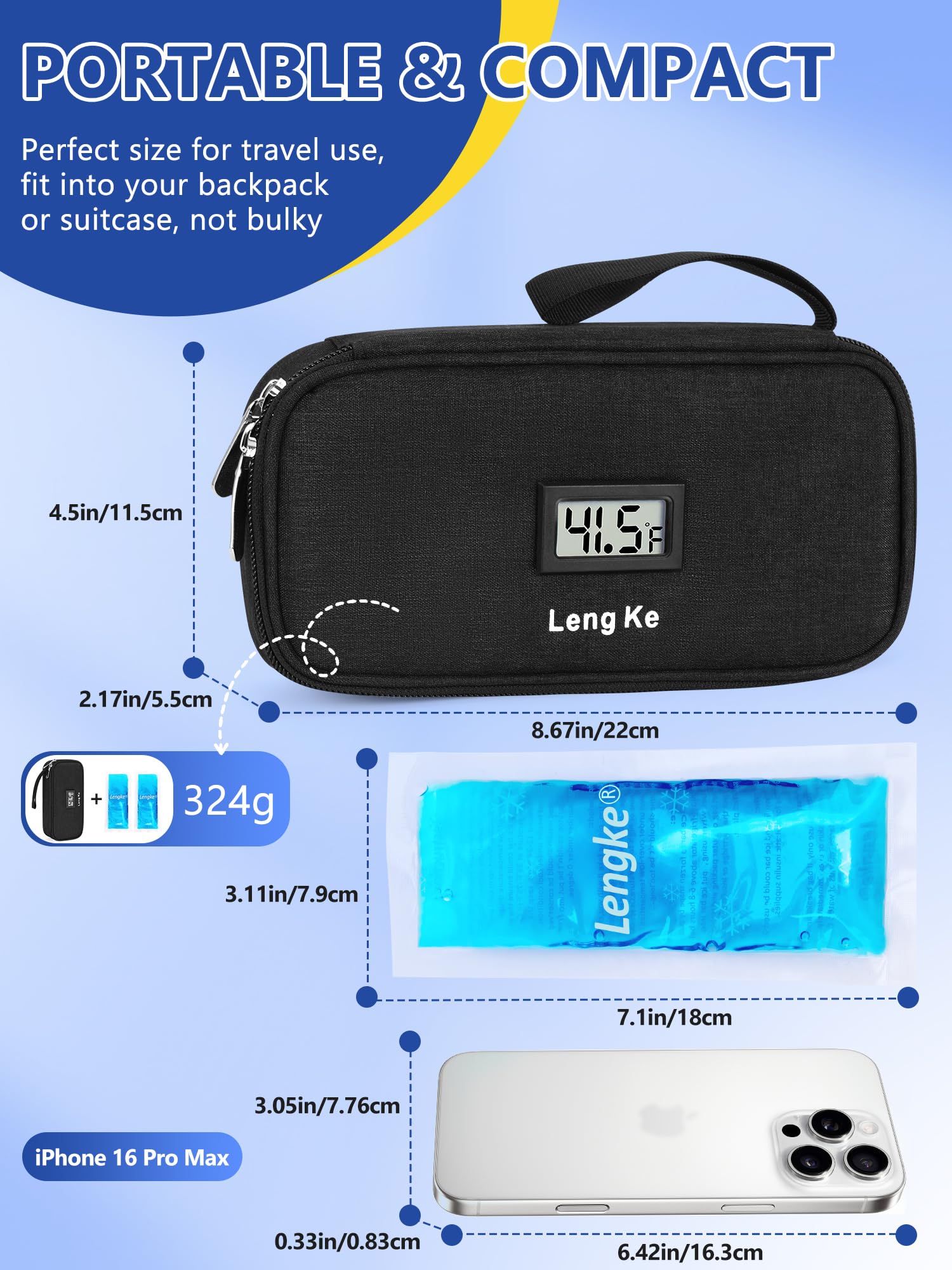Foto 4 | Estuche De Viaje Para Enfriador De Insulina Youshares Con Pantalla De Temperatura - Venta Internacional.