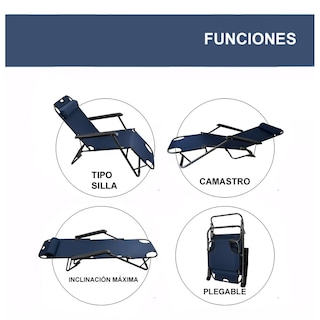 Foto 2 | Silla Plegable Tipo Camastro Reclinable Playa Jardin Alberca