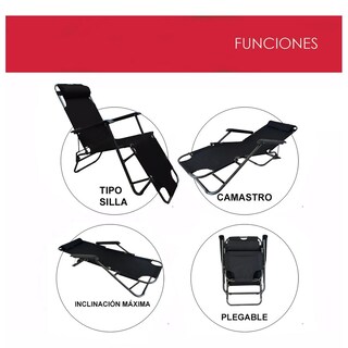 Foto 2 | Silla Plegable Tipo Camastro Reclinable Playa Jardin Alberca
