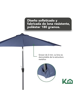 Foto 3 | Sombrilla Para Jardín KingsHouse 2.70mts Ángulo De Inclinación Patio