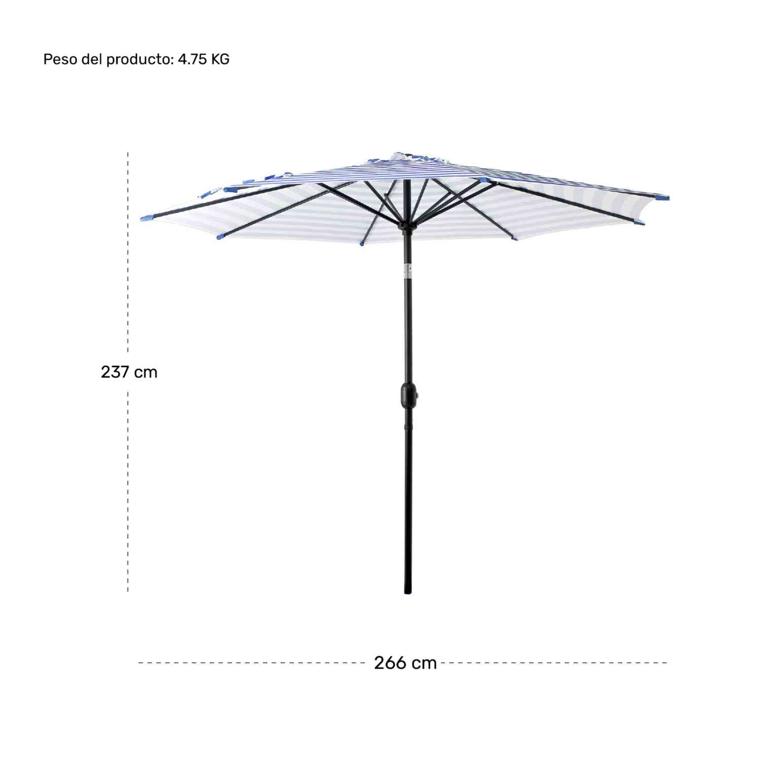Foto 7 pulgar | Sombrilla para Playa Jardimex a Rayas Azules 2.70 m 45° Inclinación
