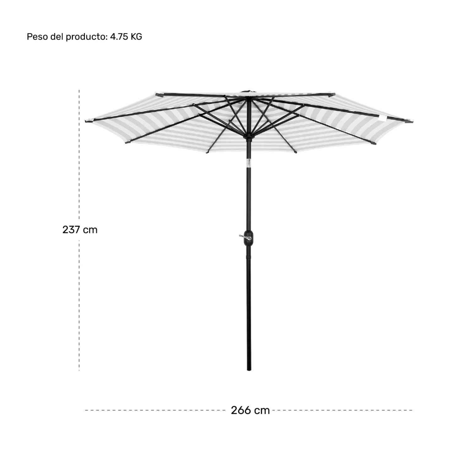 Foto 7 pulgar | Sombrilla para Playa Jardimex a Rayas Negras 2.70 m 45° Inclinación