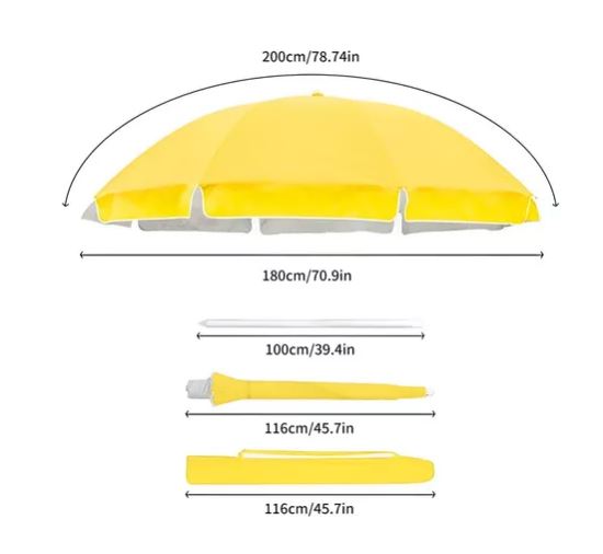 Foto 3 pulgar | Sombrilla De Jardín Playa 1.8m Diámetro, Amarillo
