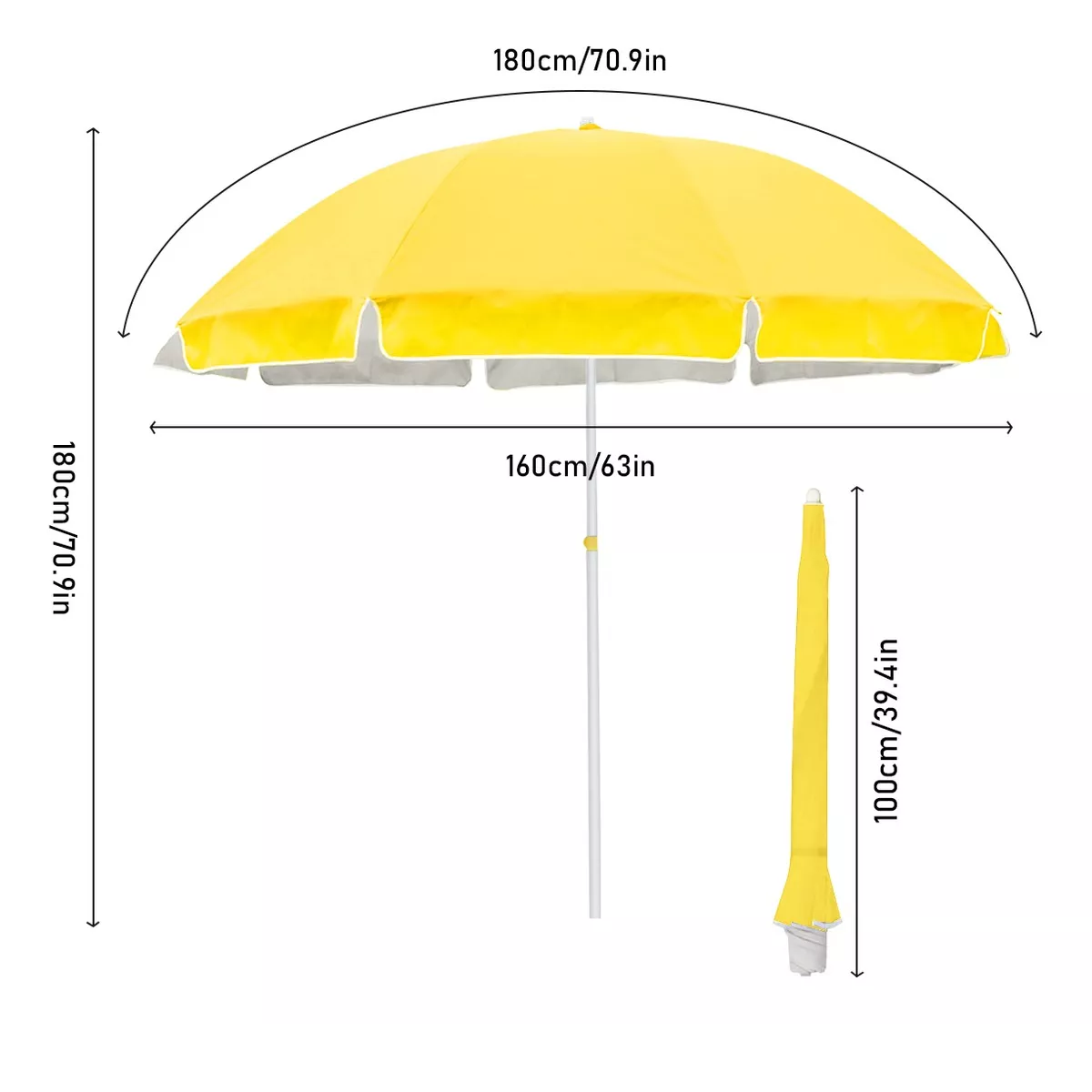 Foto 3 pulgar | Sombrilla Para Jardín O Playa Con Funda Sol 1.8m De Diámetro Eo Safe Imports Esi-14981 Amarillo