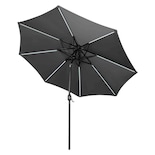 Sombrilla 2.63m Luz Led Jardin Exterior Patio Playa Terraza Gris Jardimex