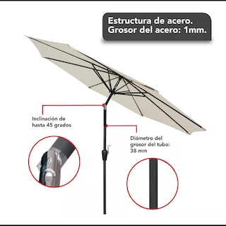 Foto 5 | 2 Sombrillas Jardín Playa De 2.1m Con Inclinación Y Manivela