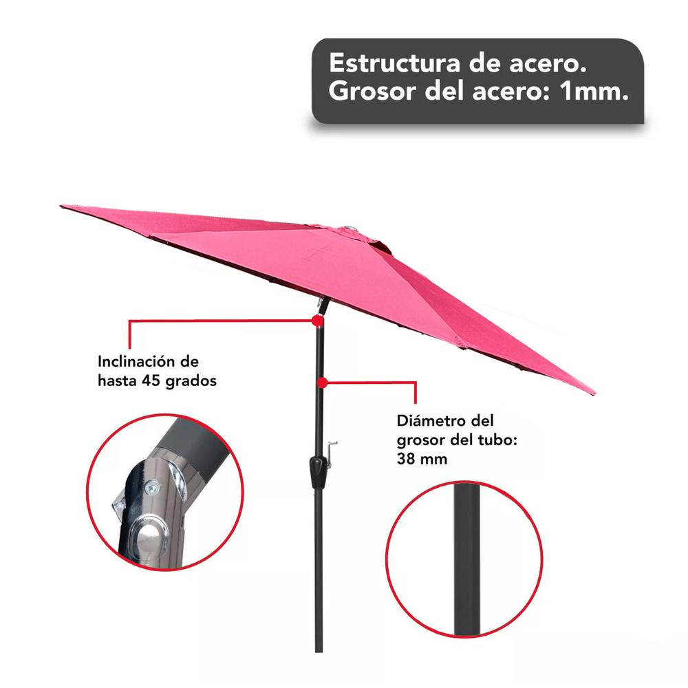 Foto 5 pulgar | 4 Sombrillas Jardín Playa De 2.1m Con Inclinación Y Manivela