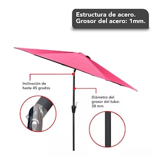 Foto 4 | 4 Sombrillas Jardín Playa De 2.1m Con Inclinación Y Manivela