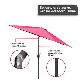 Foto 4 | 2 Sombrillas Jardín Playa De 2.1m Con Inclinación Y Manivela