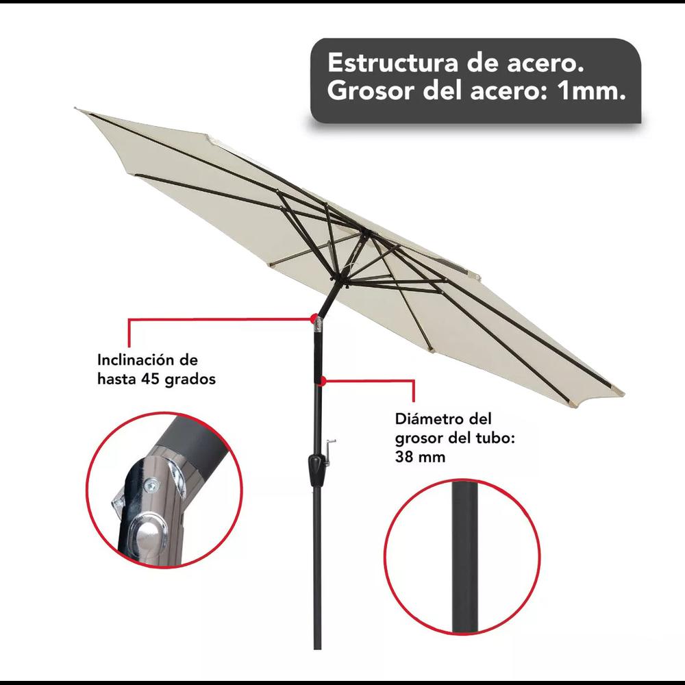 Foto 5 pulgar | 4 Sombrillas Jardín Playa De 2.1m Con Inclinación Y Manivela