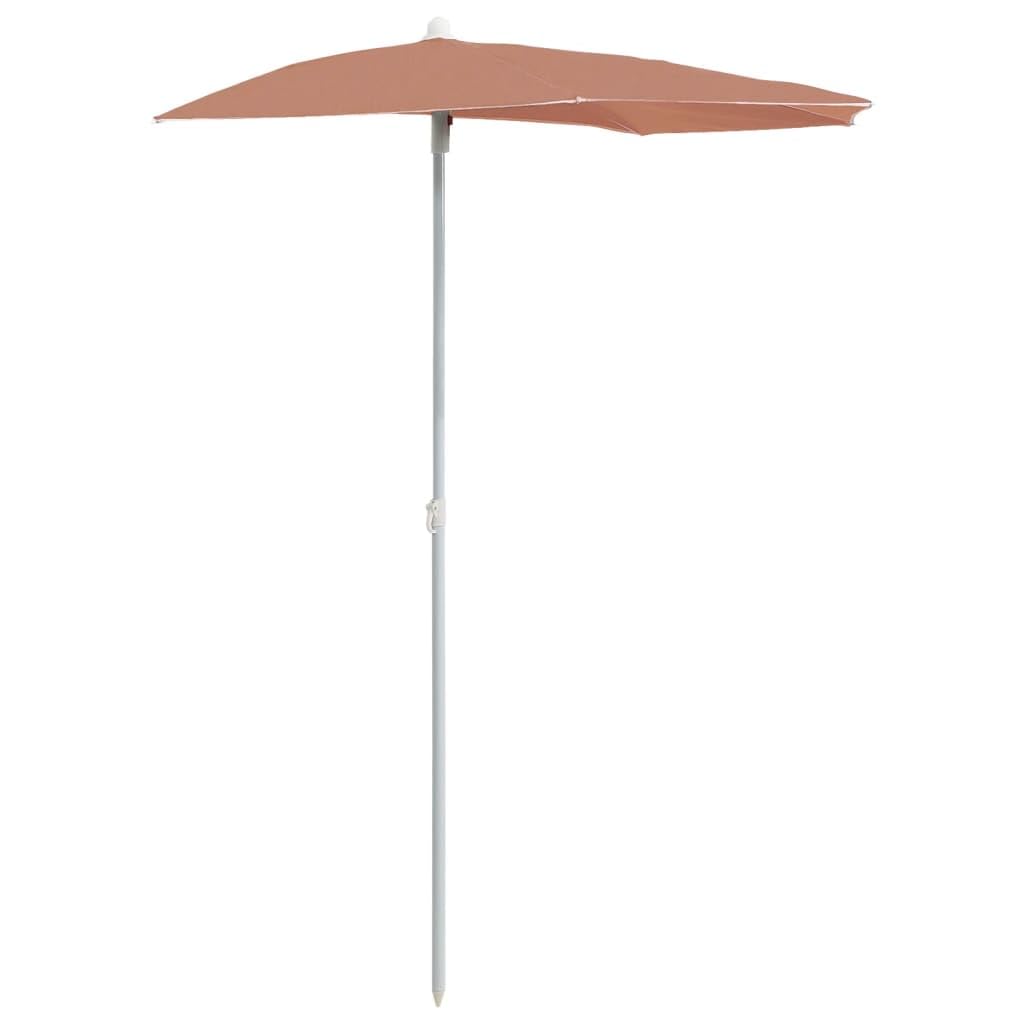 Sombrilla De Jardín Vidaxl Semicircular De Poliéster Naranja Terracota - Venta Internacional.