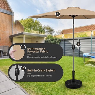 Foto 4 | Sombrilla De Patio Simple Deluxe De 2,7 M Para Exteriores Con Inclinación Y Manivela, Color Canela - Venta Internacion