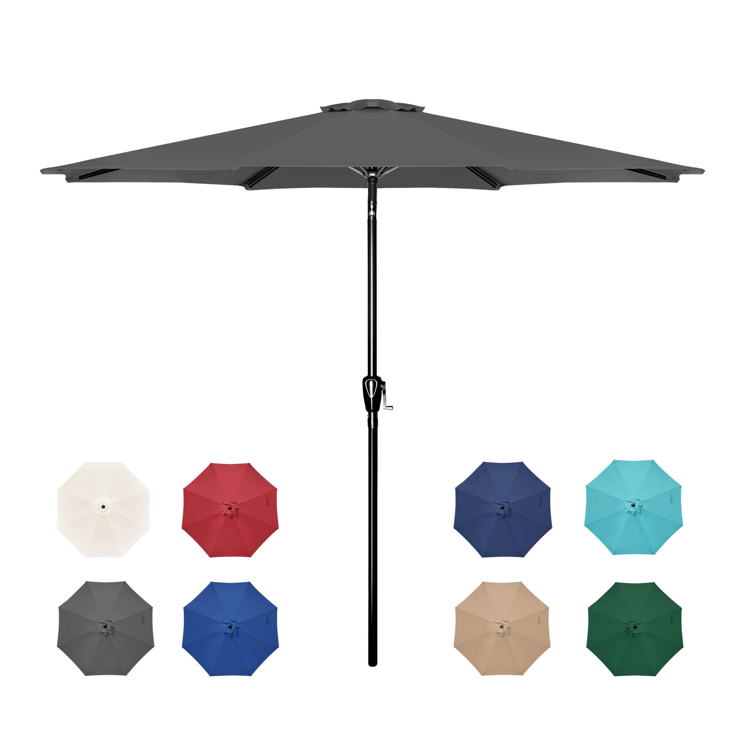 Foto 1 | Sombrilla De Patio Simple Deluxe De 2,7 M Para Exteriores Con Inclinación Y Manivela, Color Gris - Venta Internacional.