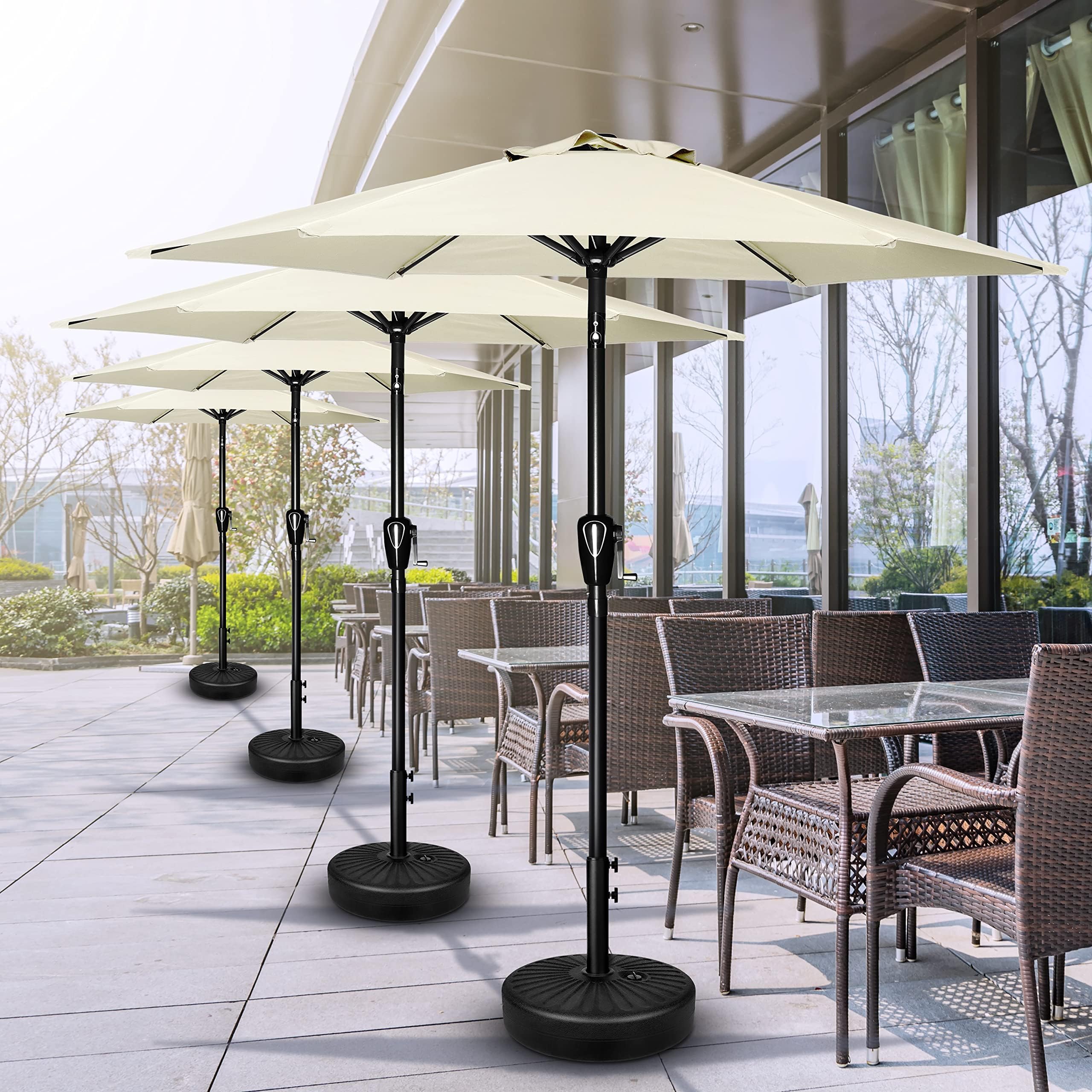Foto 6 | Sombrilla De Patio Simple Deluxe De 9 Pies, Paquete De 2 Con 8 Varillas, Color Crema - Venta Internacional.