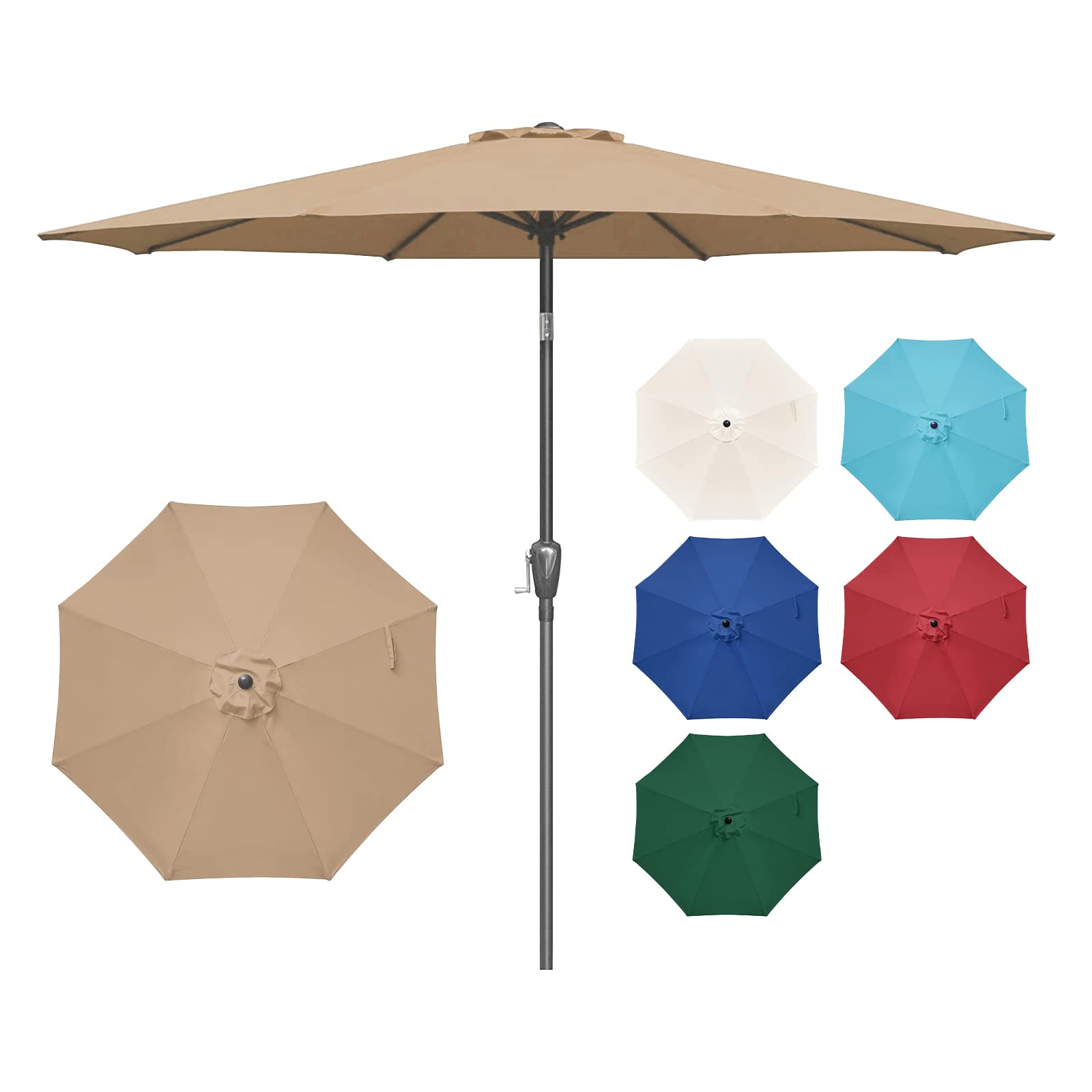 Foto 1 | Sombrilla De Patio Simple Deluxe De 2,7 M Para Exteriores Con Inclinación Y Manivela, Color Canela - Venta Internacion