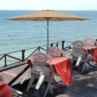 Foto 5 | Sombrilla De Patio Simple Deluxe De 2,7 M Para Exteriores Con Inclinación Y Manivela, Color Canela - Venta Internacion