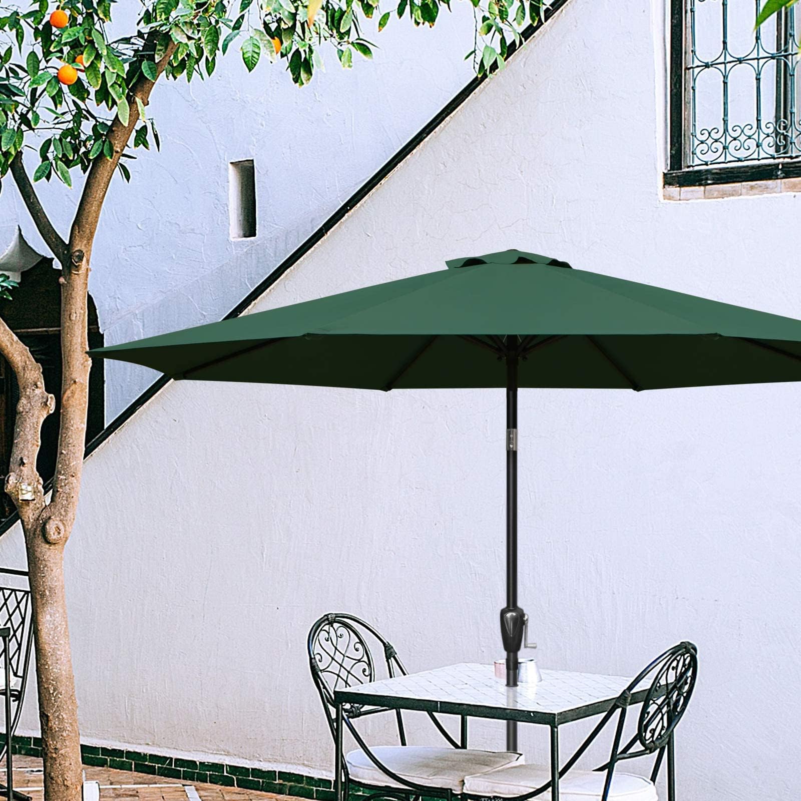 Foto 5 | Sombrilla De Patio Simple Deluxe De 2,7 M Para Exteriores Con Inclinación Y Manivela, Color Verde - Venta Internacional