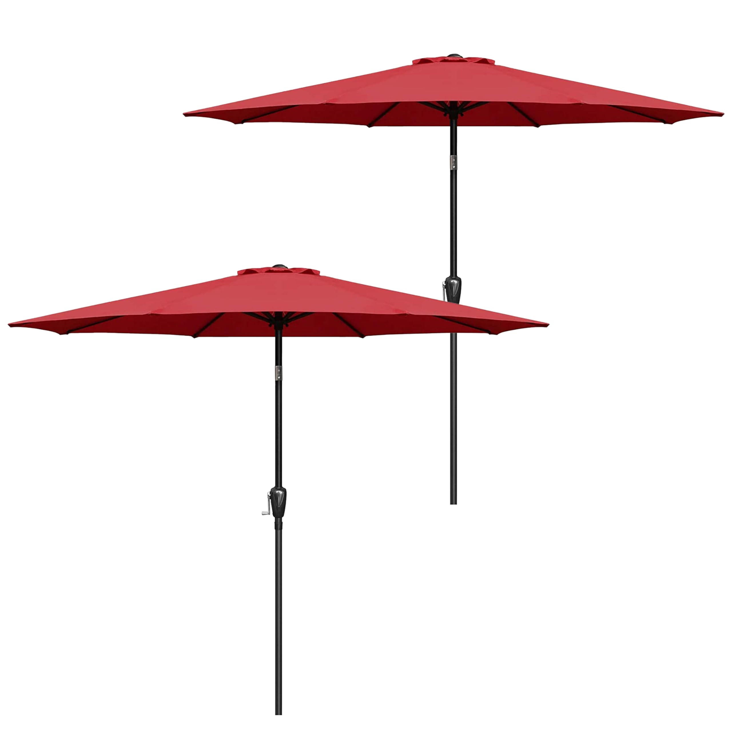 Sombrilla De Patio Exterior Simple Deluxe De 9 Pies, Paquete De 2 Con Inclinación Roja - Venta Internacional.