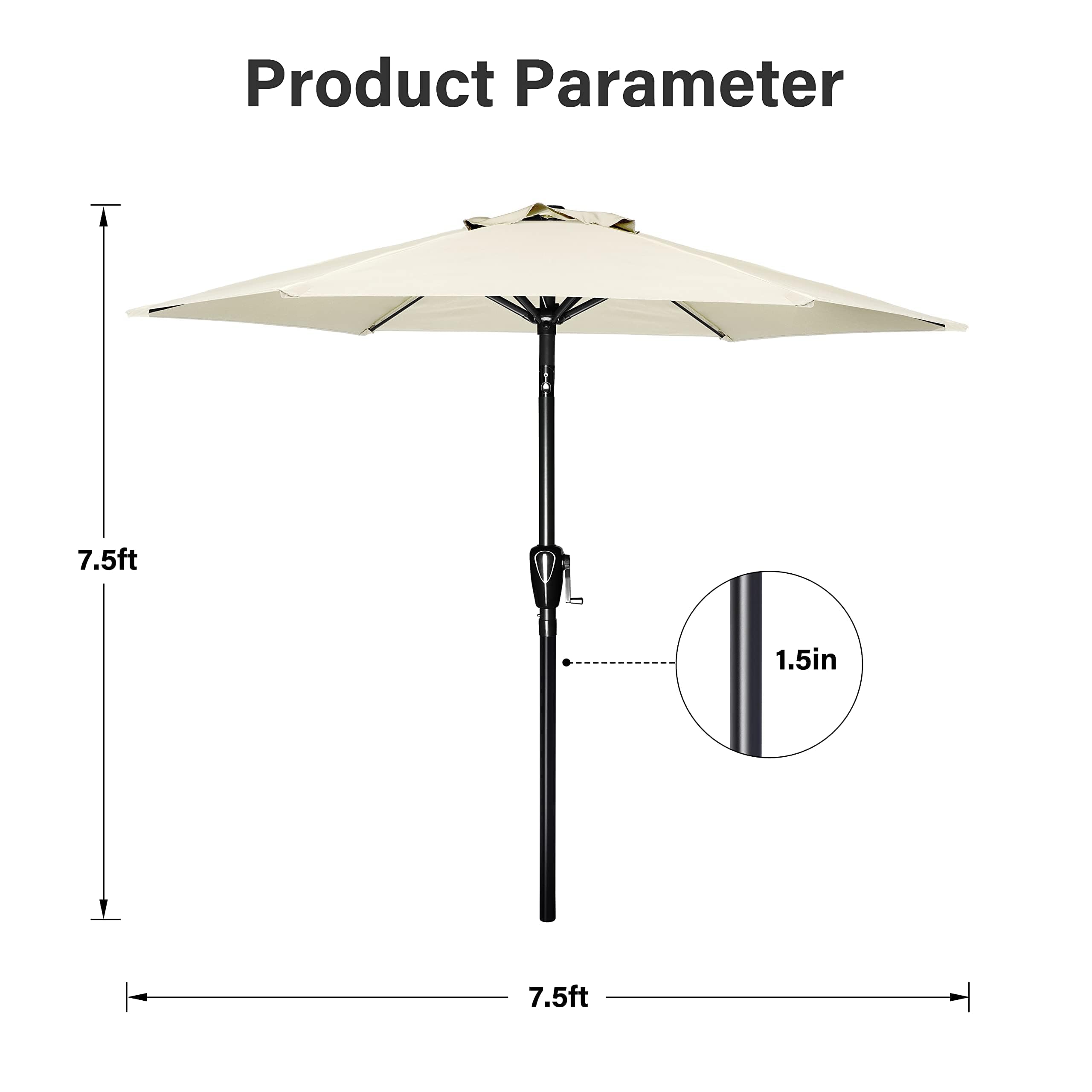 Foto 4 pulgar | Sombrilla De Patio Simple Deluxe De 2,3 M Con Base De 22,7 Kg De Capacidad - Venta Internacional.