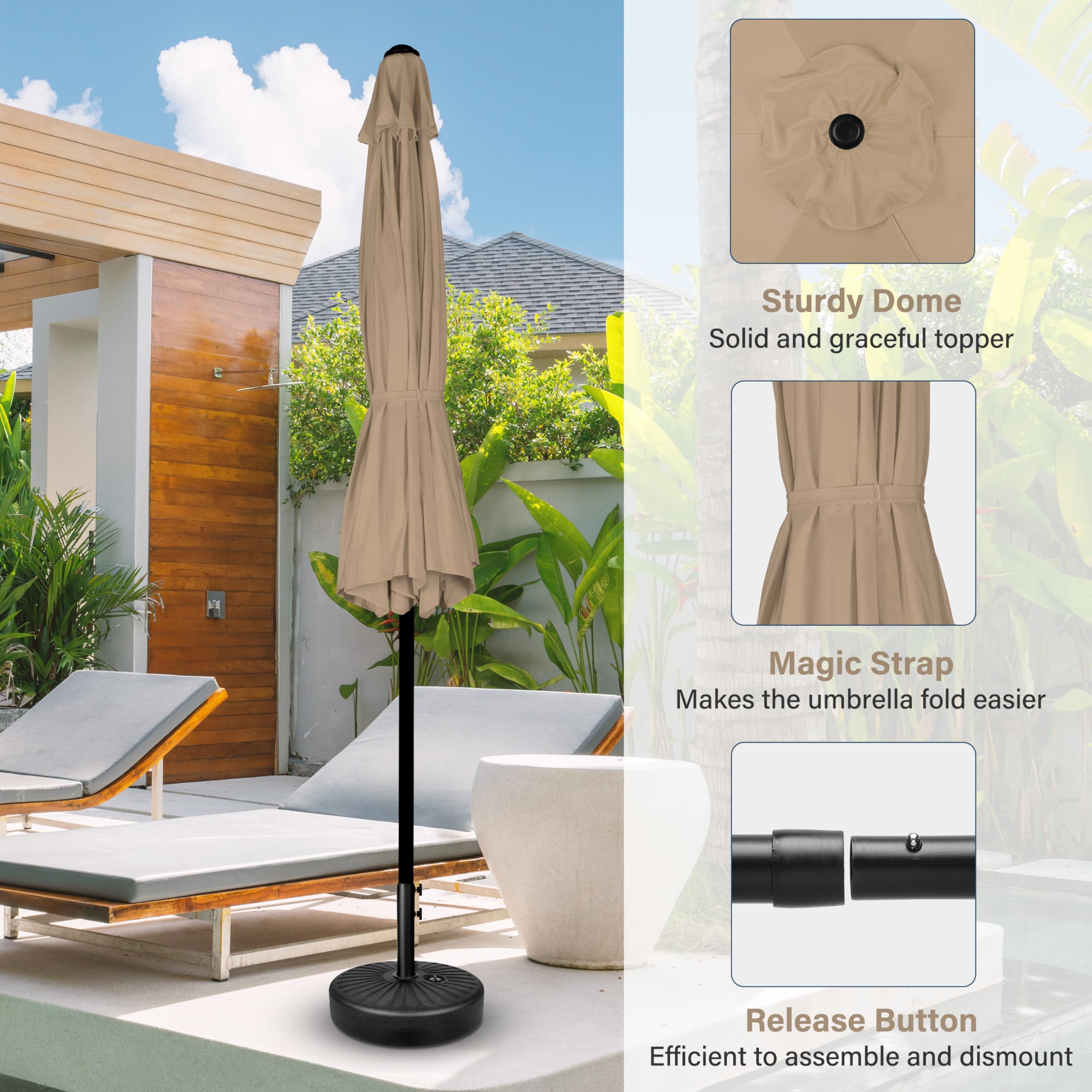 Foto 5 pulgar | Sombrilla De Patio Simple Deluxe, 2,3 M, Para Exteriores, Con Inclinación O Manivela, Color Canela - Venta Internacion