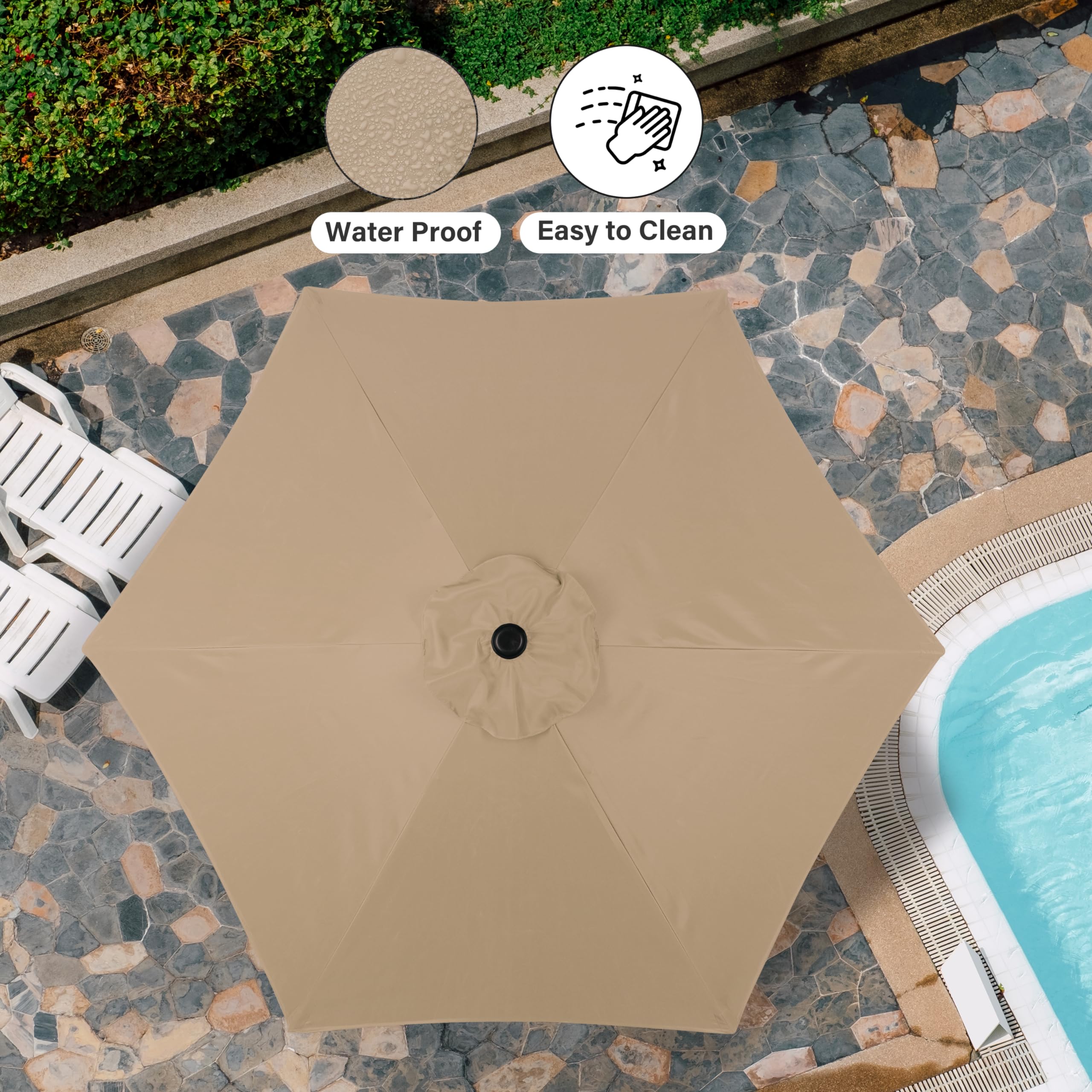Foto 5 | Sombrilla De Patio Simple Deluxe, 2,3 M, Para Exteriores, Con Inclinación O Manivela, Color Canela - Venta Internacion