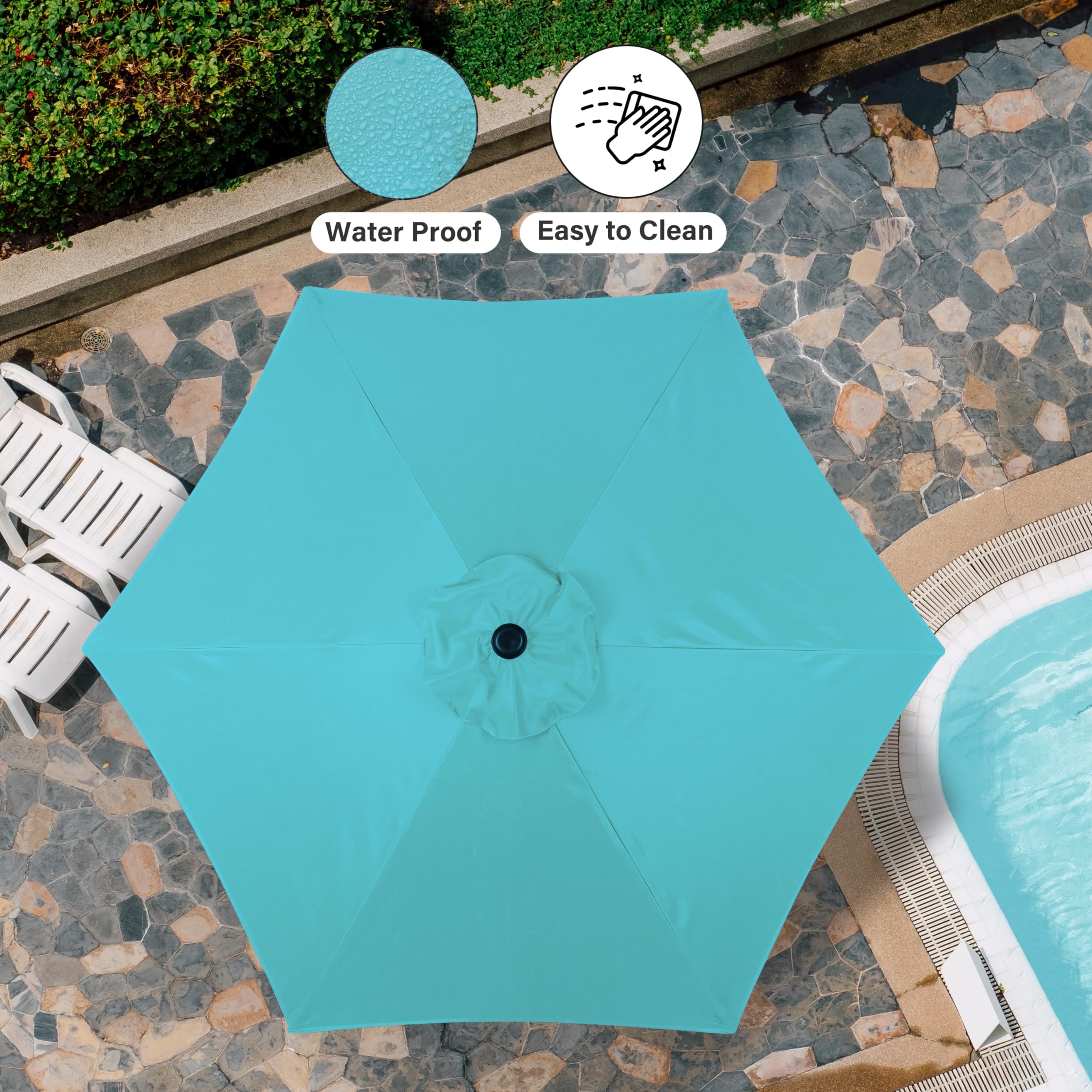 Foto 5 | Paraguas De Patio Simple Deluxe, Paquete De 2, 2,3 M, Color Turquesa - Venta Internacional.