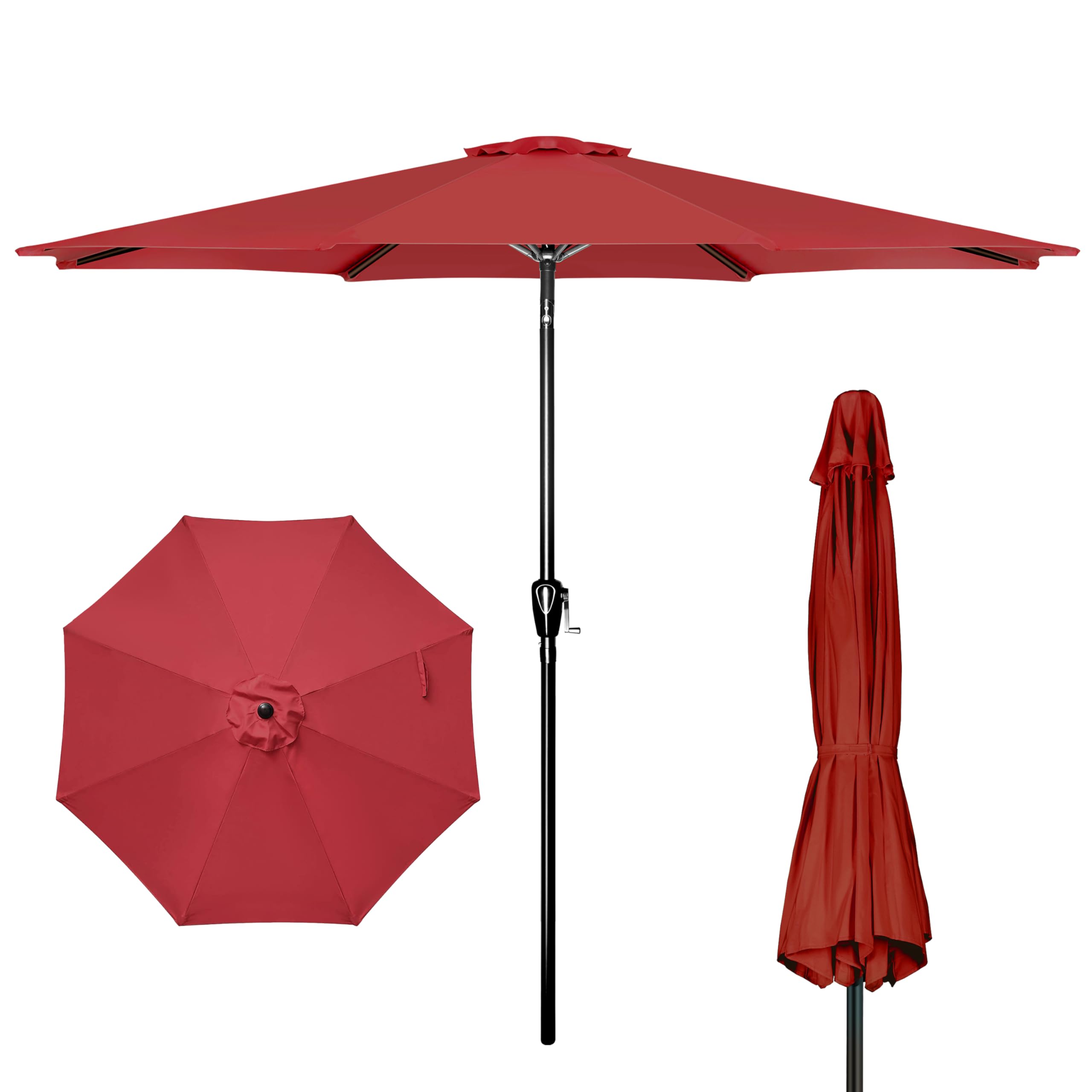 Sombrilla De Patio Ipower De 9 Pies Con Inclinación, Manivela Y Tela Impermeable - Venta Internacional.