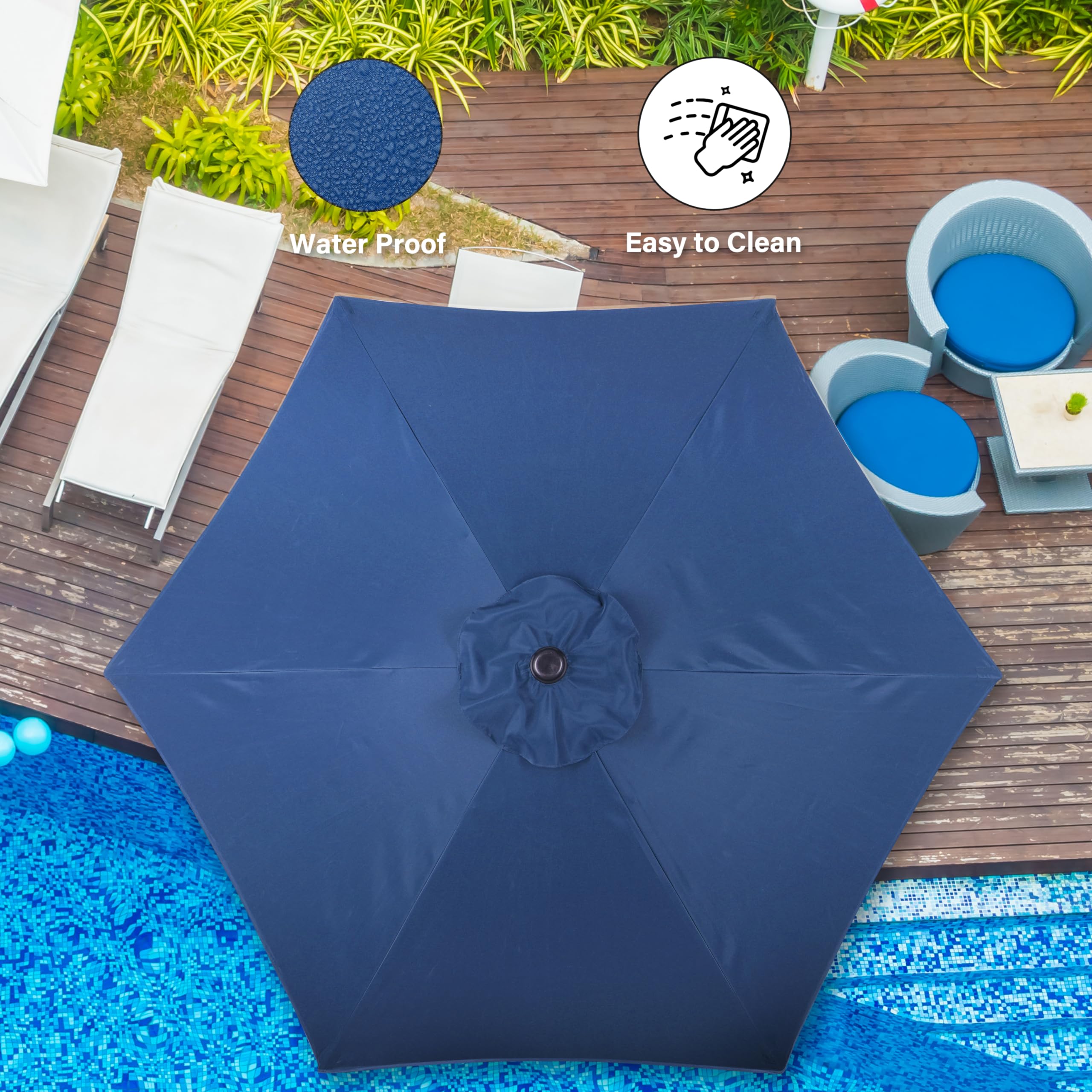 Foto 3 pulgar | Sombrilla De Patio Simple Deluxe De 2,3 M Con Base De 22,7 Kg De Capacidad Bl - Venta Internacional.