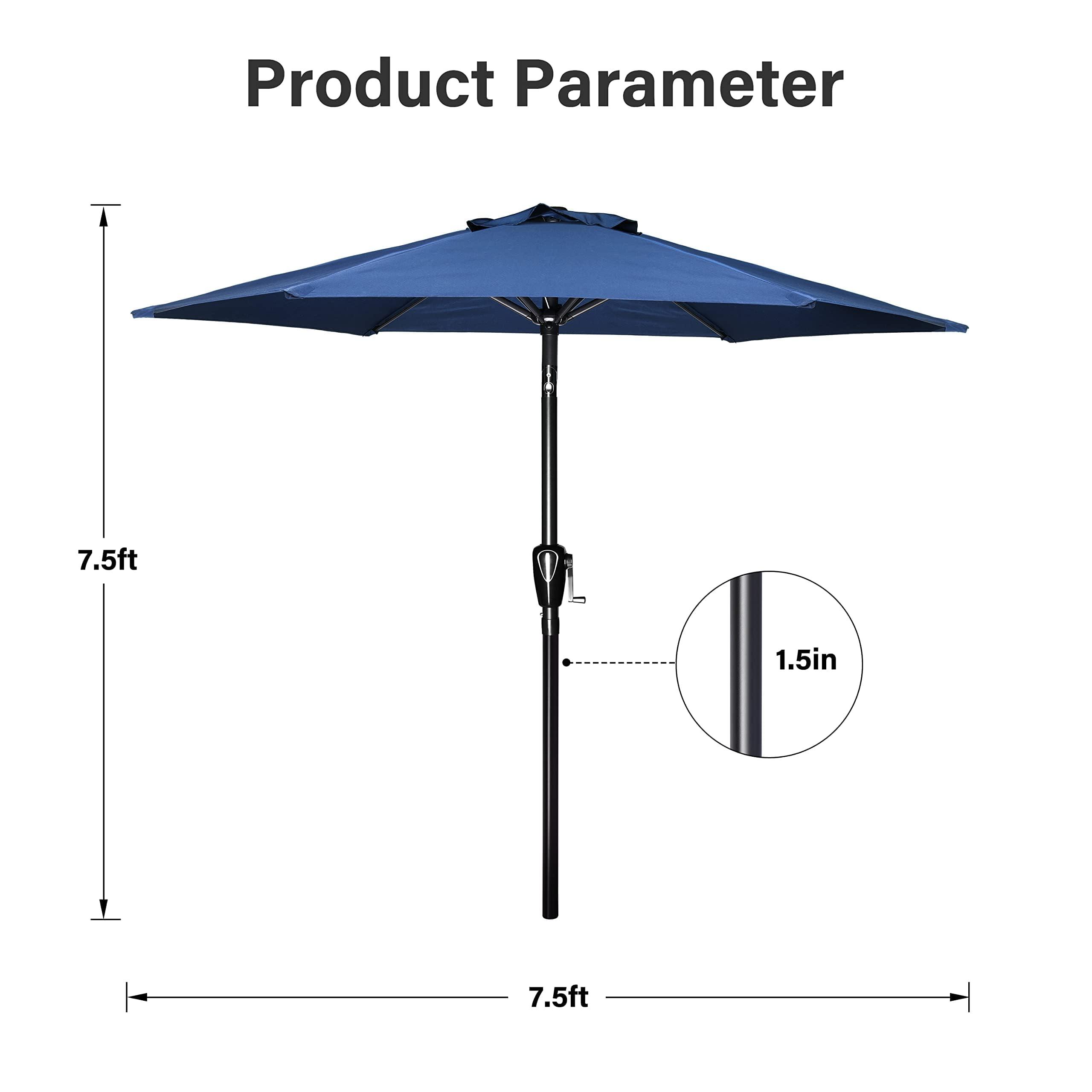 Foto 4 pulgar | Sombrilla De Patio Simple Deluxe De 2,3 M Con Base De 22,7 Kg De Capacidad Bl - Venta Internacional.