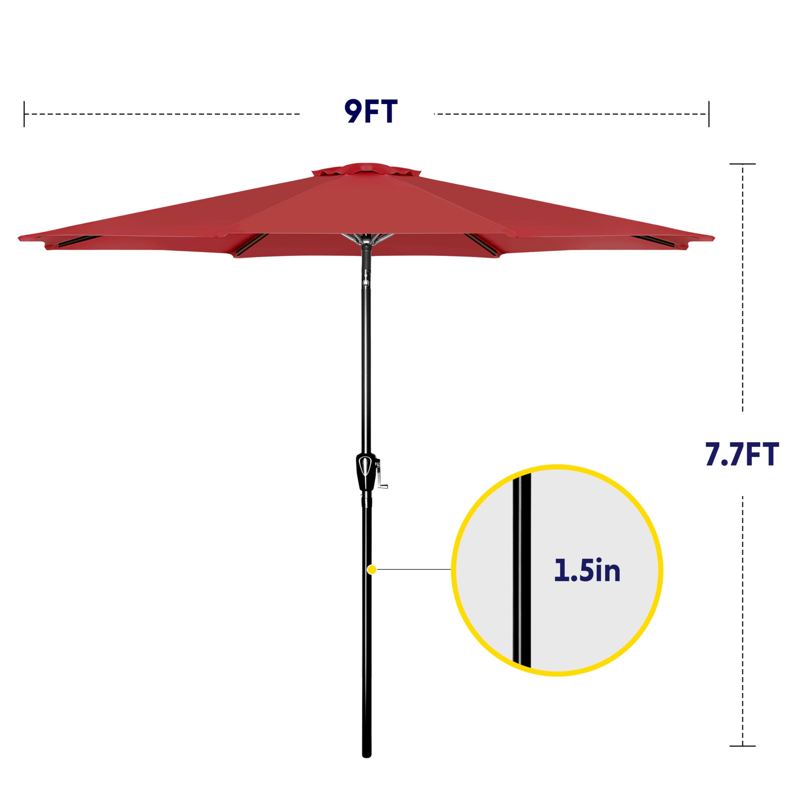 Foto 4 pulgar | Sombrilla De Patio Ipower Para Exteriores De 9 Pies Con Inclinación Y Manivela, Roja - Venta Internacional.