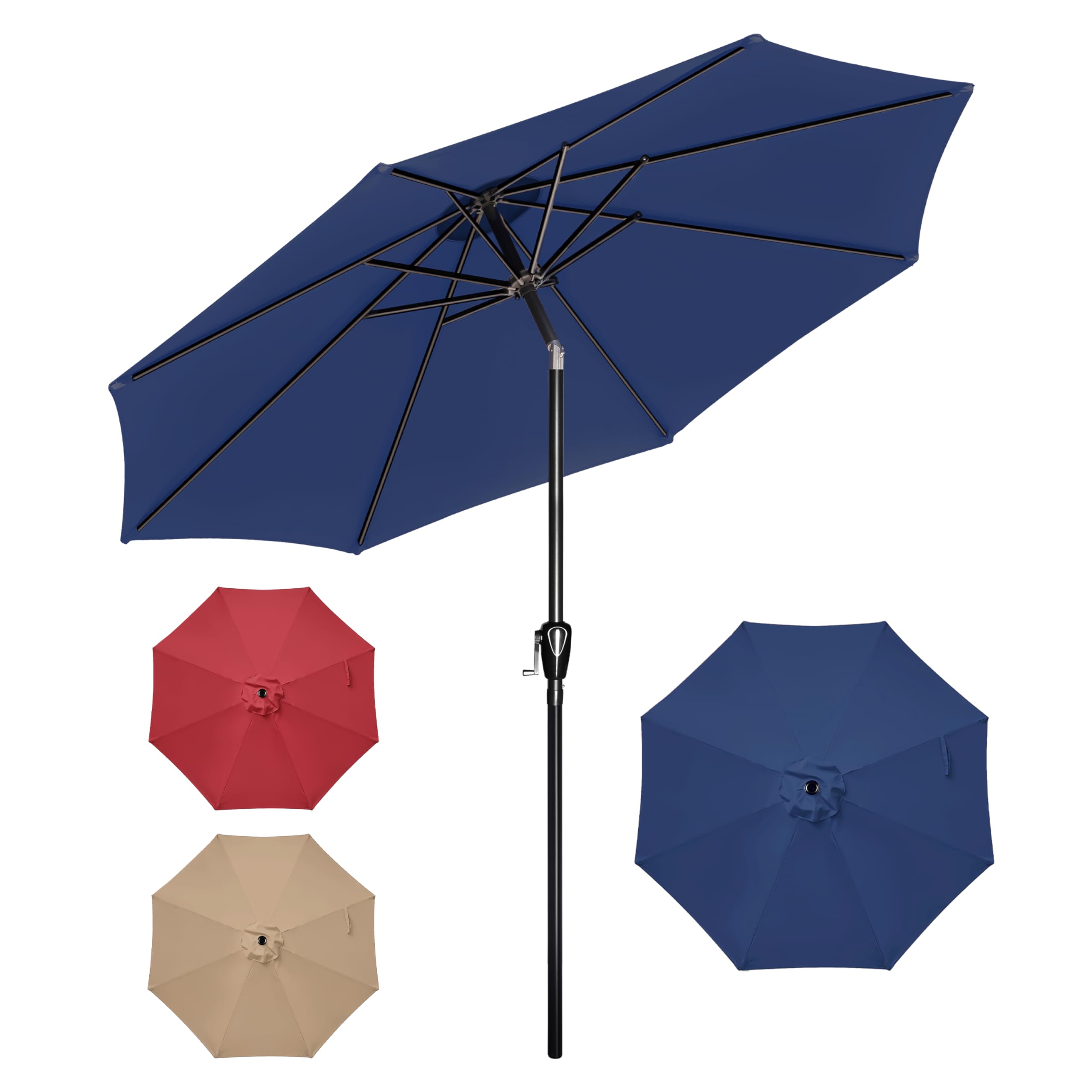 Sombrilla De Patio Exterior Simple Deluxe De 10 Pies Con Inclinación Y Manivela - Venta Internacional.