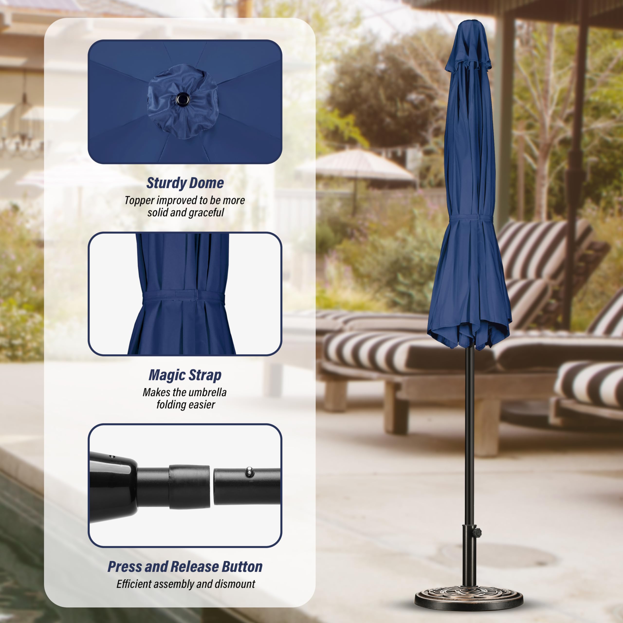 Foto 4 | Sombrilla De Patio Exterior Simple Deluxe De 10 Pies Con Inclinación Y Manivela - Venta Internacional.