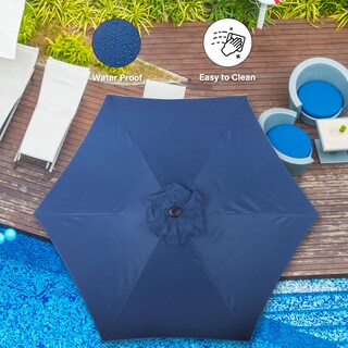 Foto 2 | Sombrilla De Patio Simple Deluxe Para Mesa Exterior De 2,3 M, Color Azul Mercado - Venta Internacional.